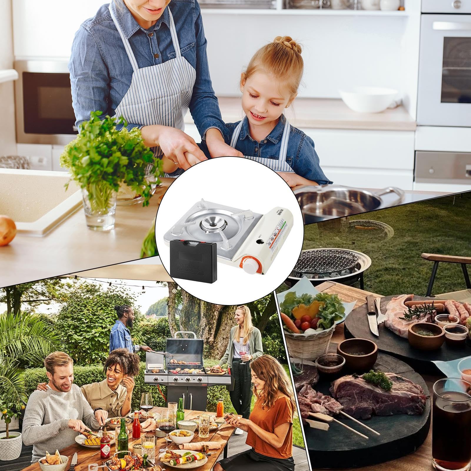 Réchaud de Camping Cuisine Extérieure Portable pour Randonnée | Brûleur Léger Ultra-Plat Compact pour , Randonnée et Cuisine en Extérieur avec Table de Cuisson Portable