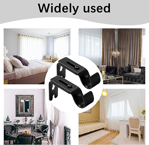 Miniatura 8 de 4 soportes para barra de cortina ajustables y resistentes, de 58 a 34 pulgadas de diámetro, soporte de pared para cortinero de alta resistencia,