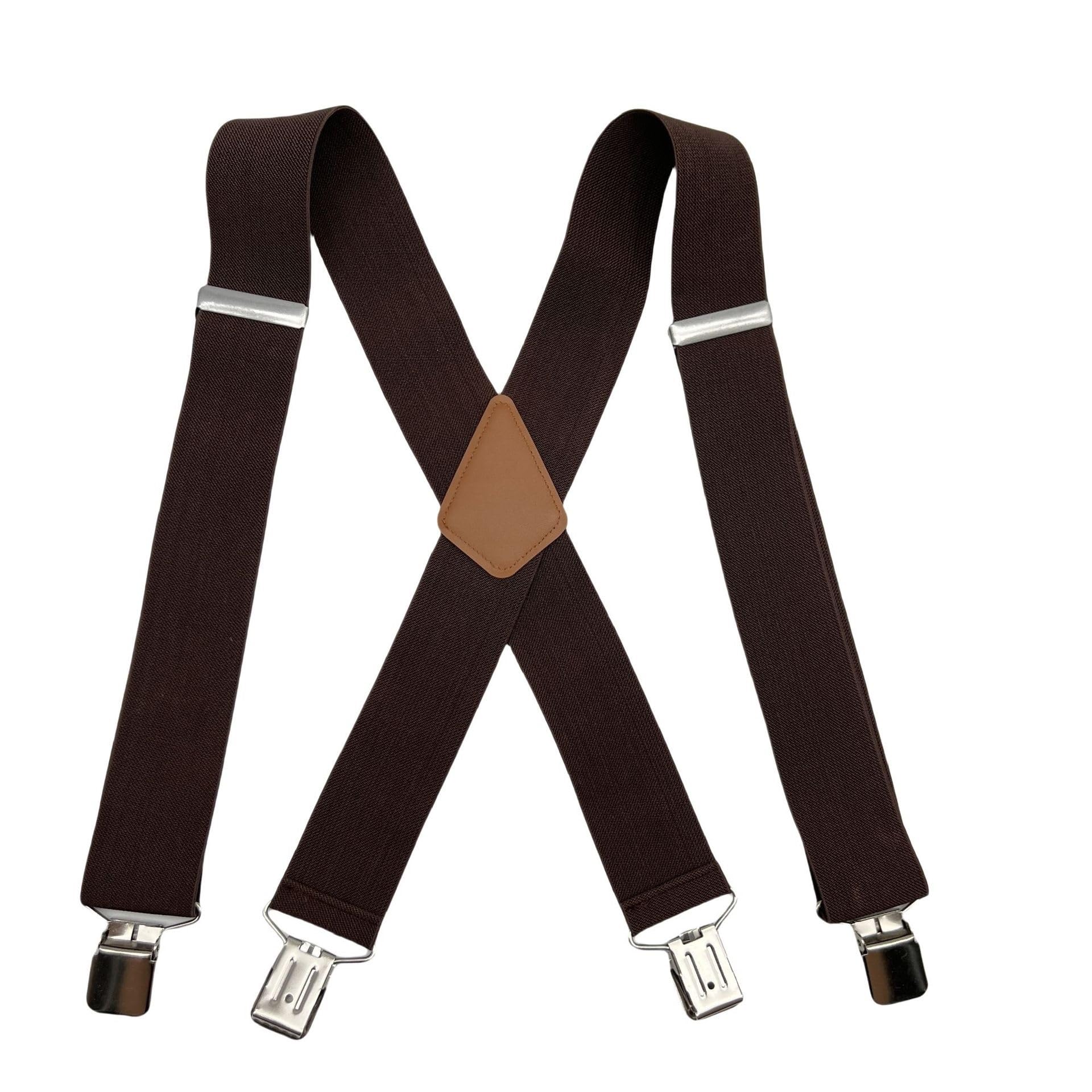 L6NqIAG Mens Suspenders For Trousers 5cm Strengt Hened Clips,Elastic Adjustable X Shape Trouser Braces Heavy Duty Trouser Braces Men's Braces(Brown coffer)