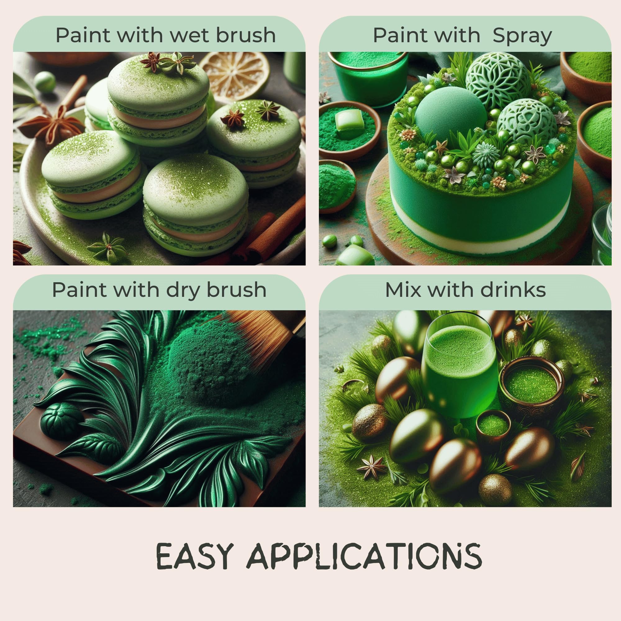 Confect Orchid Green Edible Luster Dust for Drinks & Desserts – Food-Grade Edible Glitter for Cocktails, Cakes, Cupcakes, and Party Decorations – 5 Gms - Image 3 thumbnail