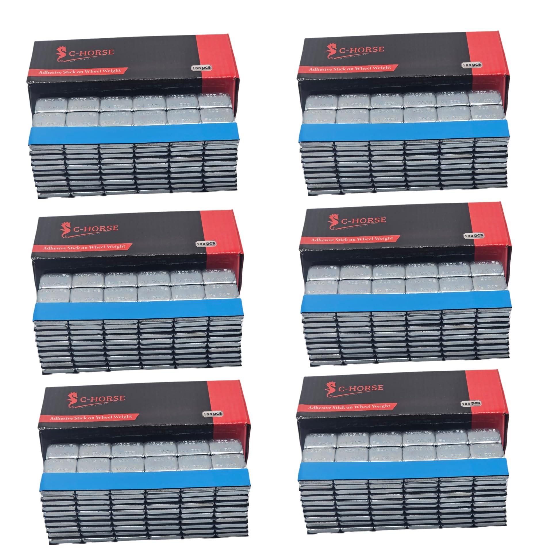 C-HORSE Pesos adhesivos para rueda, 0.5 onzas, cinta adhesiva azul, calcomanías equilibradoras de neumáticos de calidad profesional, accesorios duraderos para automóviles, vehículos, piezas (zinc, 6