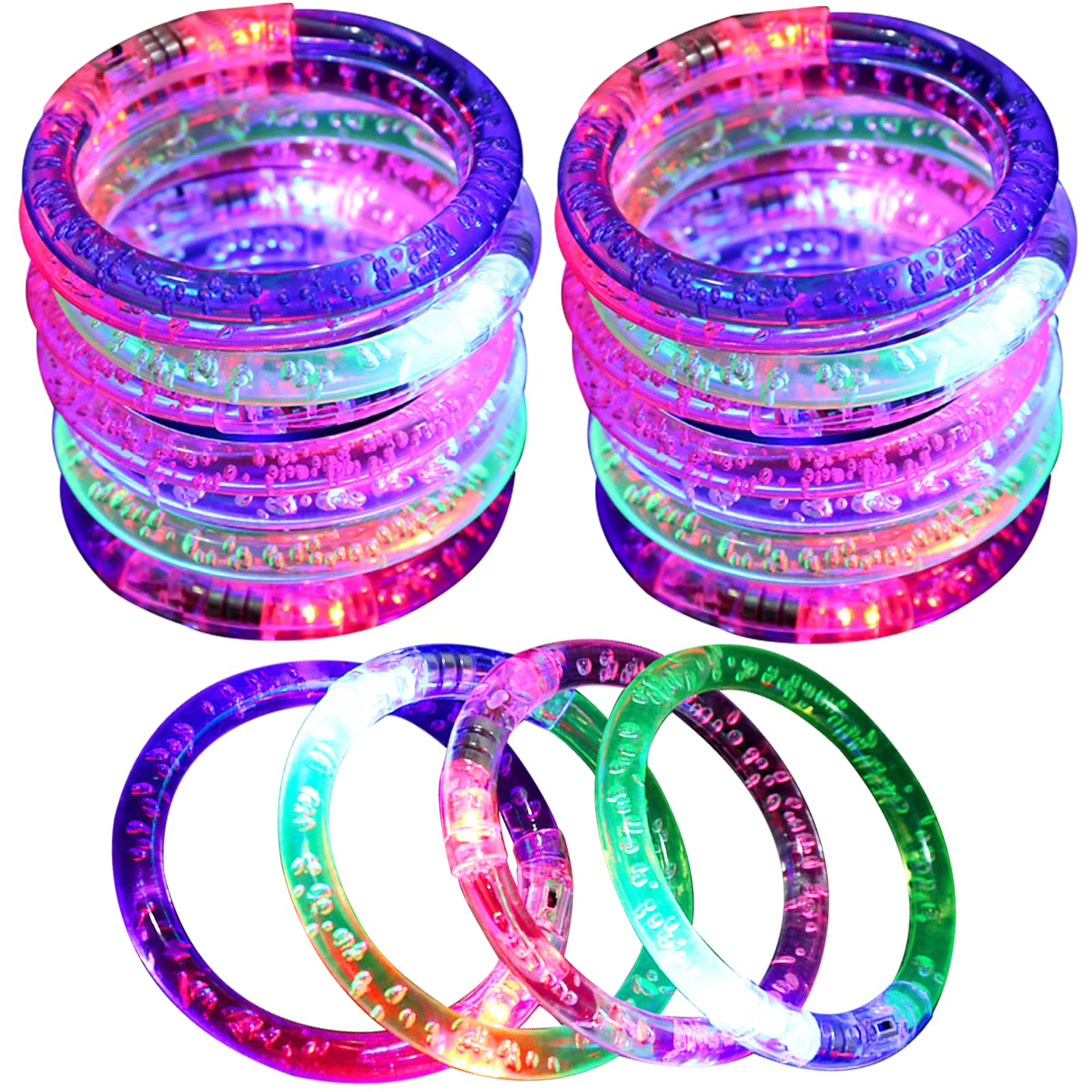 Ceboic Pulseras Luminosas, 12 PCS Pulseras Fluorescentes 6 Colores, LED Brazalete Glowstick Juguete Fluorescencia Partido Suministros para Fiestas, Cumpleaños, Conciertos, Hogar, Niños, Adultos