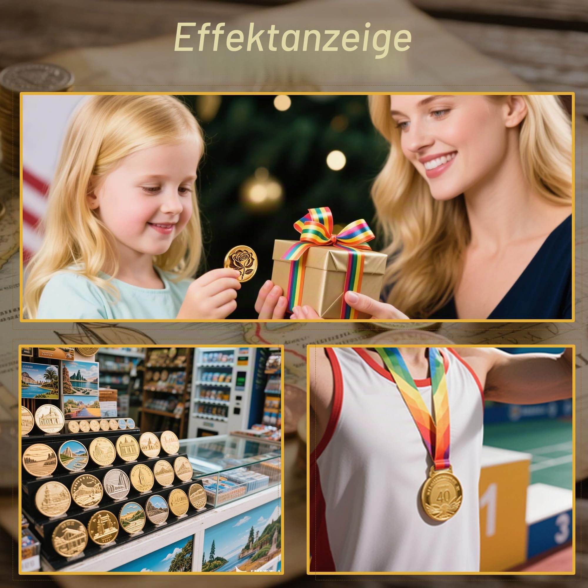 Messingmünzen, Rohlinge, 3 mm dick, benutzerdefinierte Herausforderungsmünze, 40 mm Gewindekante, Acryl-Schutzbox für Lasergravur, DIY-Geschenke, Sammelzubehör (3 mm Messing), 20 Stück