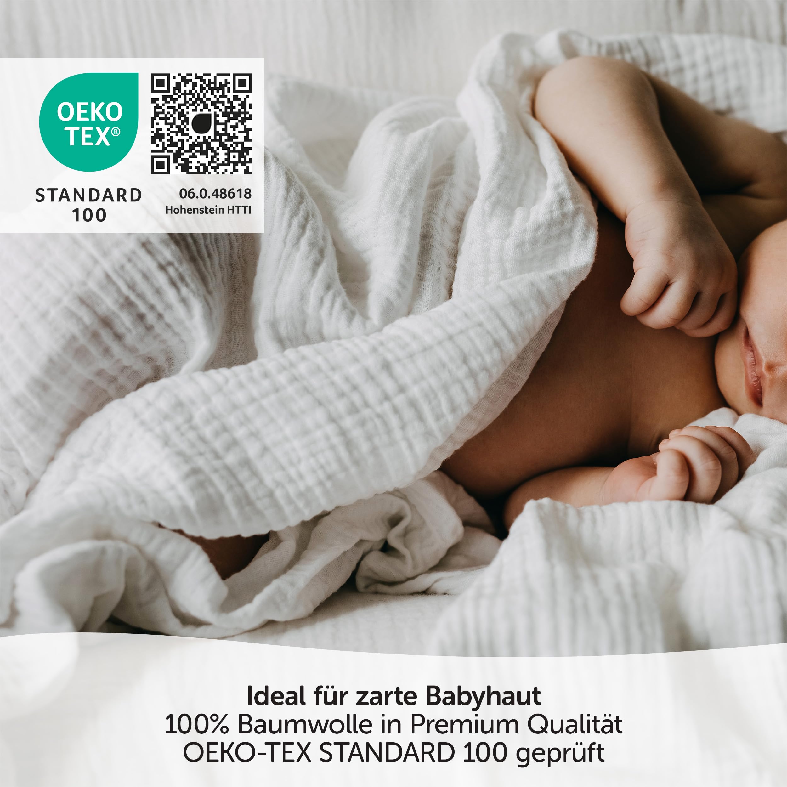 MAKIAN 8 Stück Baby Mullwindeln 80x80 cm Set - Spucktücher/Mulltücher doppelt gewebt, weich aus 100% Baumwolle, Oeko-TEX® Standard 100 geprüft, maschinenwaschbar - Mint Blau Weiß