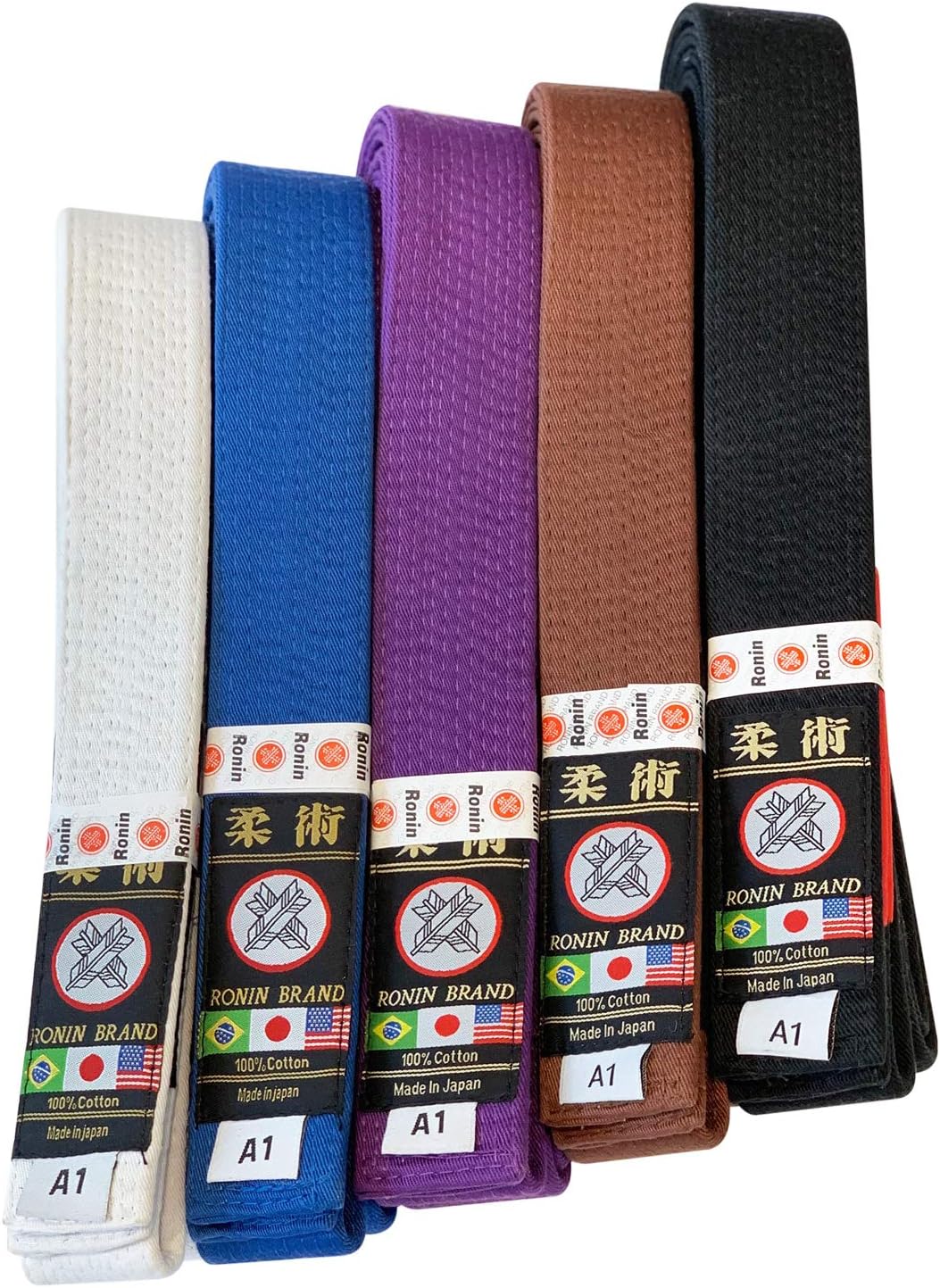 Ronin Brand – Cinturón Jiujitsu BJJ Gi de lujo hecho en Japón – 1.75 pulgadas de ancho – 12 filas de costuras