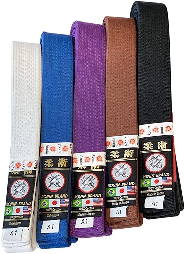 Ronin Brand - Cinturón Jiujitsu BJJ Gi de lujo hecho en Japón - 1.75 pulgadas de ancho - 12 filas de costuras