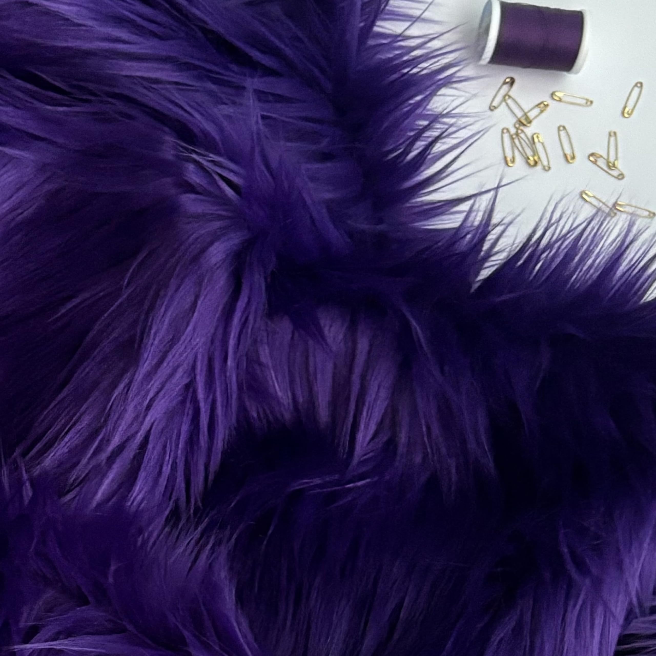 Luxury Faux Fur Fabric Piece for Crafting/Photo Prop Backdrop/Basket Filler/Fursuit (Purple, 20x20 inches)
