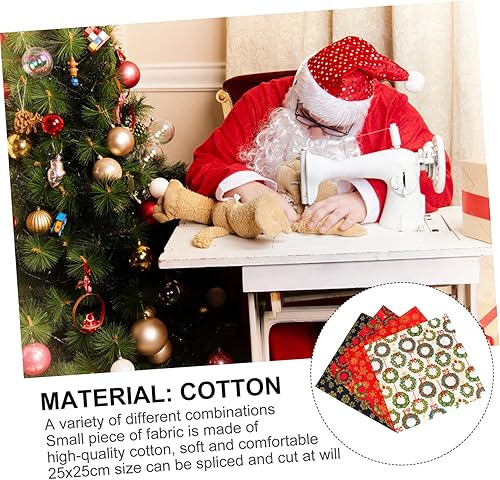Miniatura 6 de EXCEART Tela de costura Patchwork Navidad Tela de algodón Cuadrados DIY Pendientes de tela de acolchado hechos a sí mismo Regalos de Navidad 4 hojas