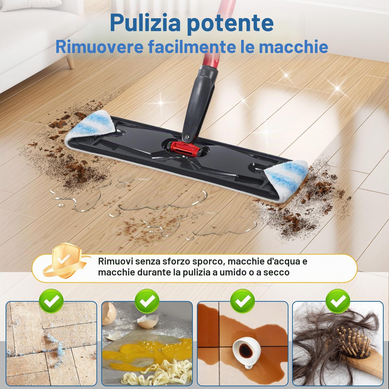 6 panni in microfibra compatibili con Vileda H2PrO e O-Cedar H2PrO - Rivestimento di ricambio per lavapavimenti e macchie di rimozione rapida