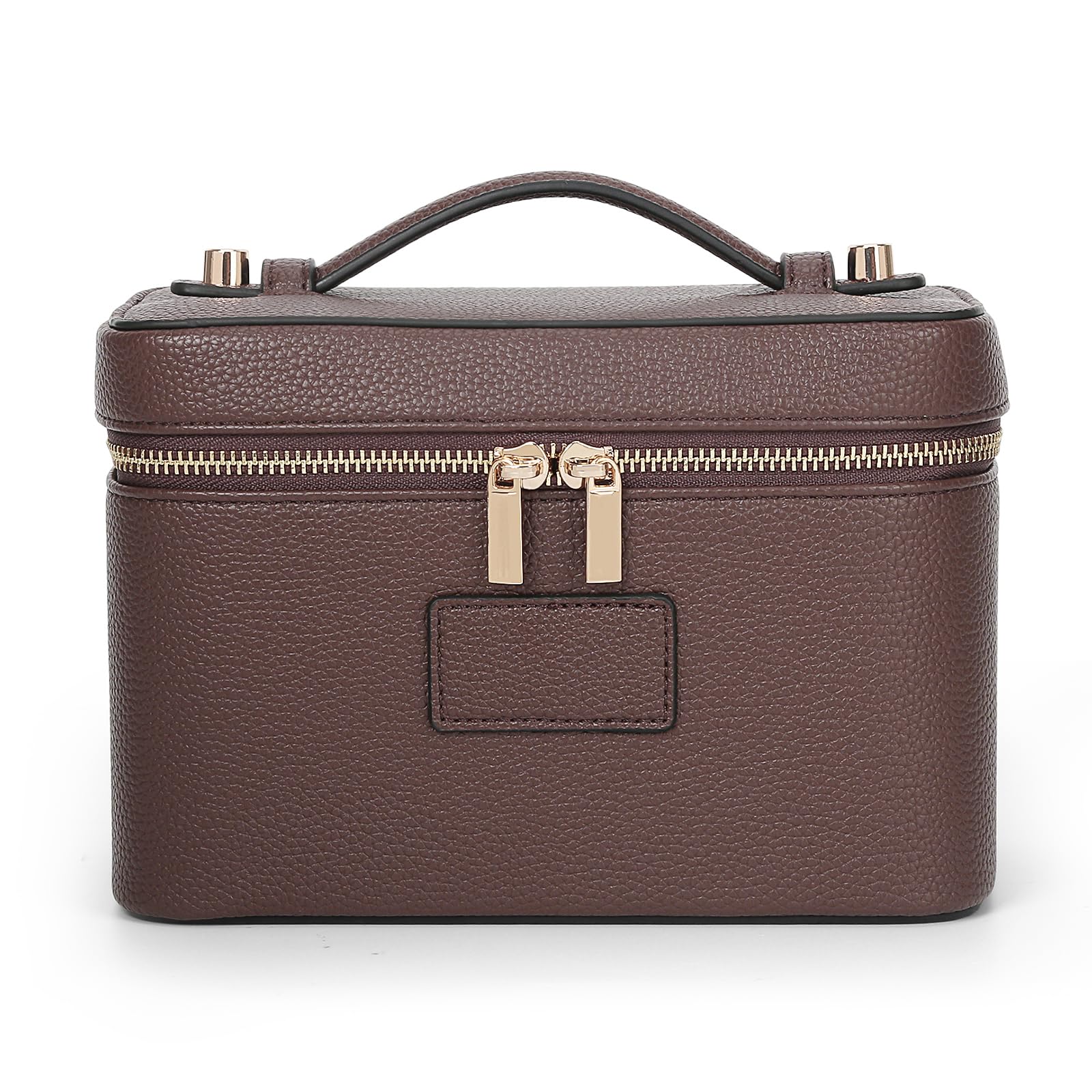 HiTotes Neceser de piel para mujer, neceser de viaje, organizador de maquillaje con divisor extraíble para uso diario, 01-café, 21.5cm, Neceser