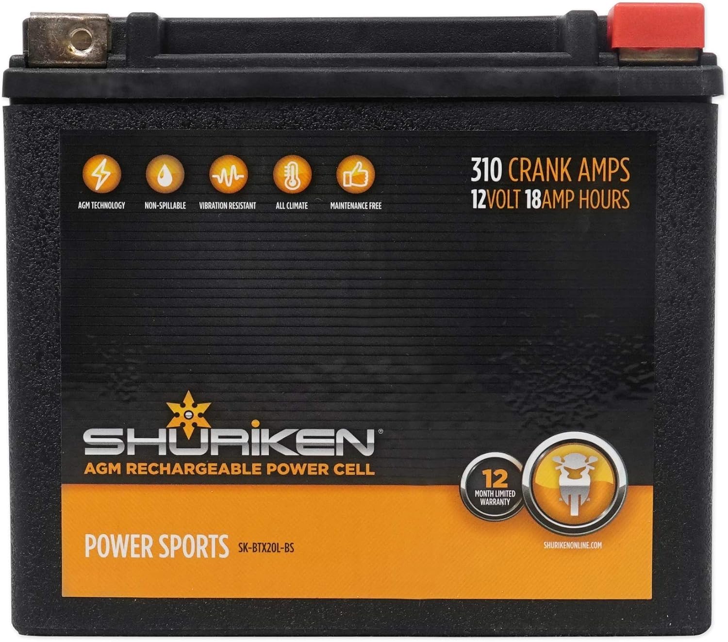 SHURIKEN 310 Crank AMPS 18AMP Hours AGM Battery SHURIKEN 310 Crank AMPS 18AMP Hours AGM Battery