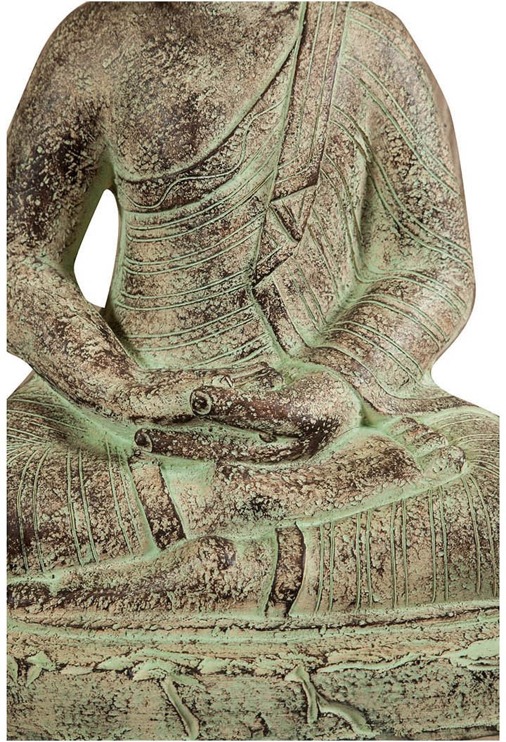 Biscottini Statua Buddha in Posizione Meditativa 46X34X66 cm - Buddha statua in resina grande - Buddah da arredo Effetto Pietra Invecchiata - Decorazione Zen da Interno ed Esterno