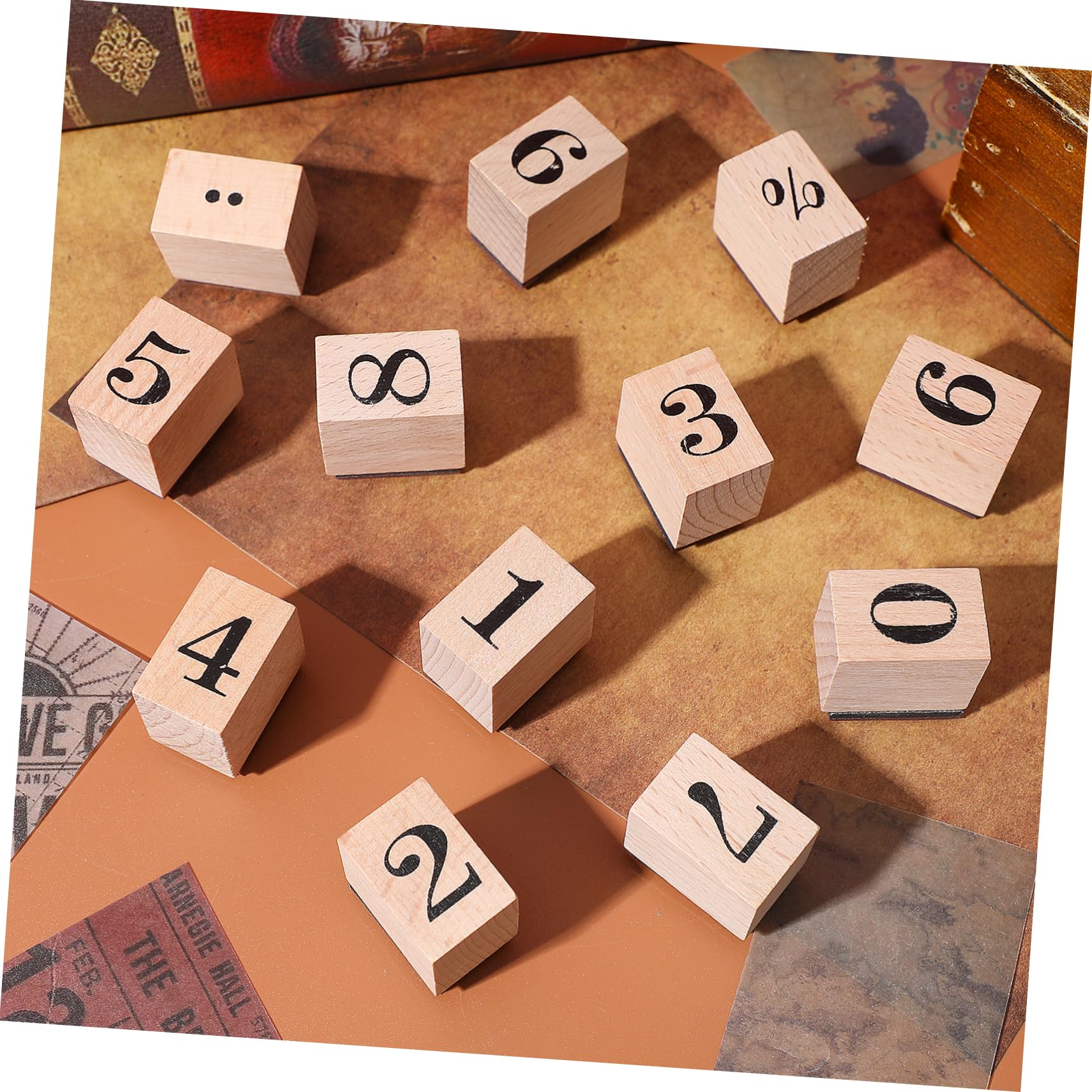 Operitacx 4juegos Sellos De Goma De Madera Para Manualidades Estampado De Números Árabes Para Tarjetas Álbumes y Decoración Personalizada