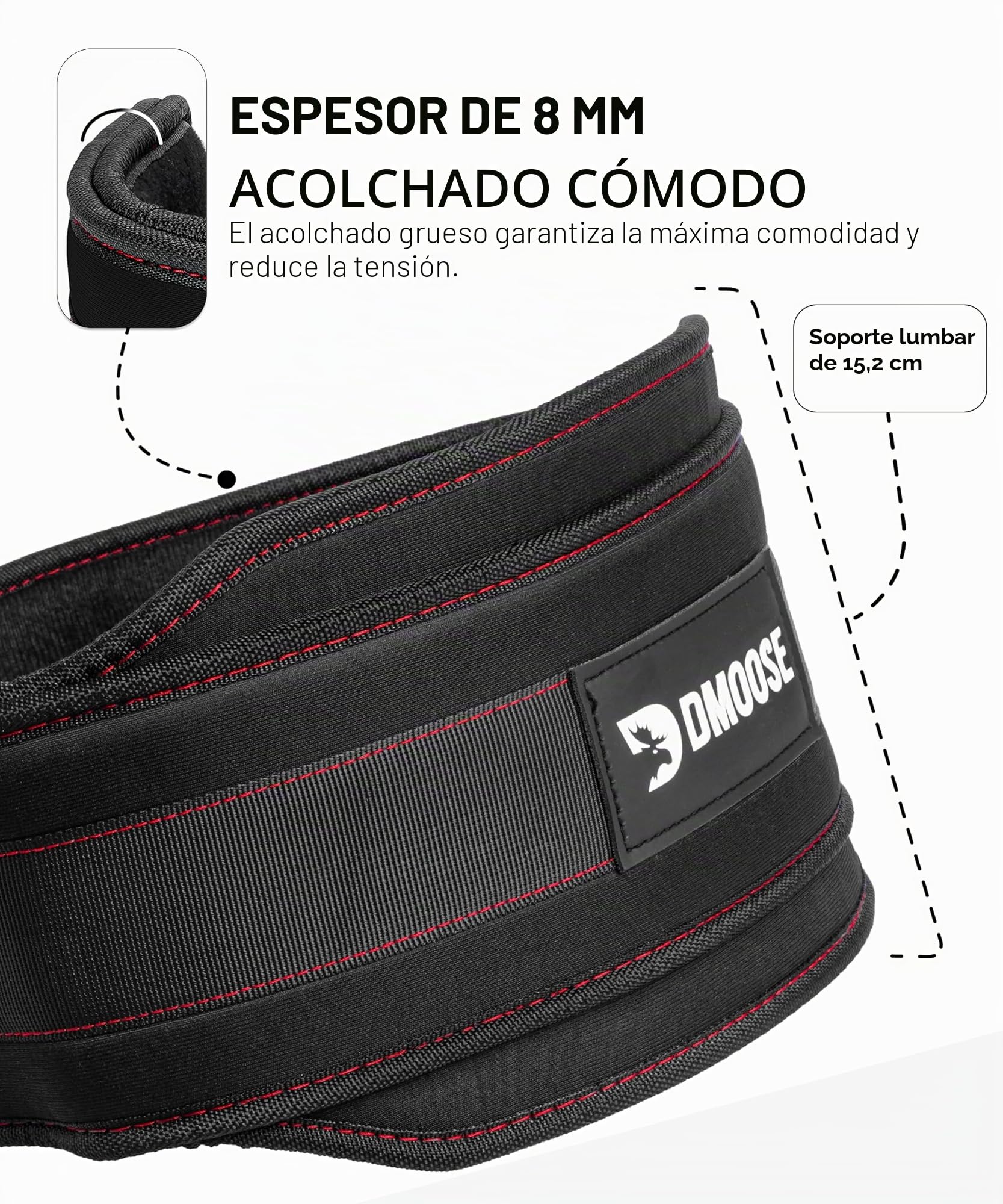 DMoose - Cinturón de inmersión con cadena de 36" de cadena de acero resistente, ajuste cómodo, doble costura, maximiza tus entrenamientos de levantamiento de pesas y culturismo