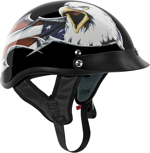 Vista 8 de VCAN Cruiser Patriotic Eagle USA Graphics - Casco para motocicleta Flat Black USA