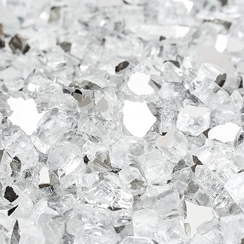 Miniatura 2 de Mr. Fireglass Vidrio templado reflectante de 14 de pulgada para chimenea, hoguera y paisajismo, 10 libras, platino de alto brillo