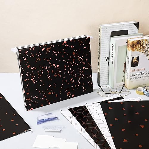 Miniatura 7 de Paquete económico de 32 carpetas de archivos, 8 bonitos diseños gráficos, incluyendo pestañas e insertos ajustables, tamaño carta, organizador