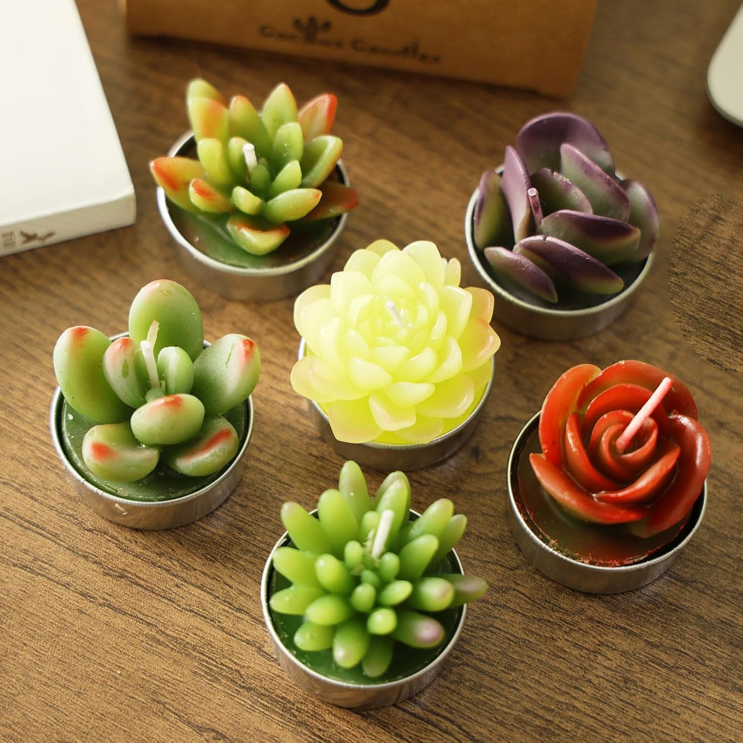 AIXIANG 6 Styles Succulent Tealight Candles Gifts for Home Decor,Mothers' Day, Halloween, Thanksgiving, Christmas - Image 5