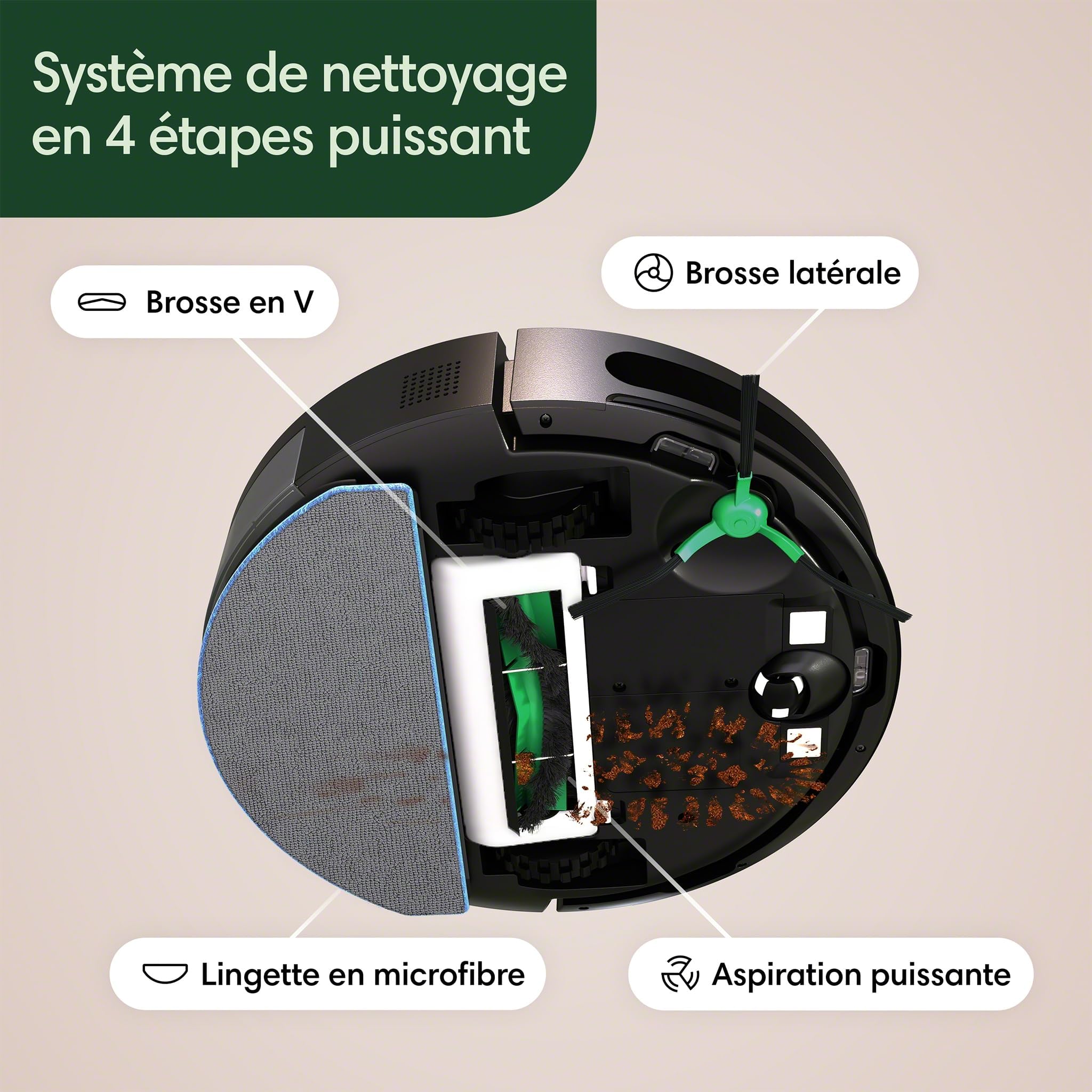 iRobot Roomba Combo Essential (Y0110) - Robot Aspirateur et Laveur Connecté - Efficace et Puissant - Système de Nettoyage en 4 étapes -3 Niveaux d'aspiration - Programmable Via Application ou Voix