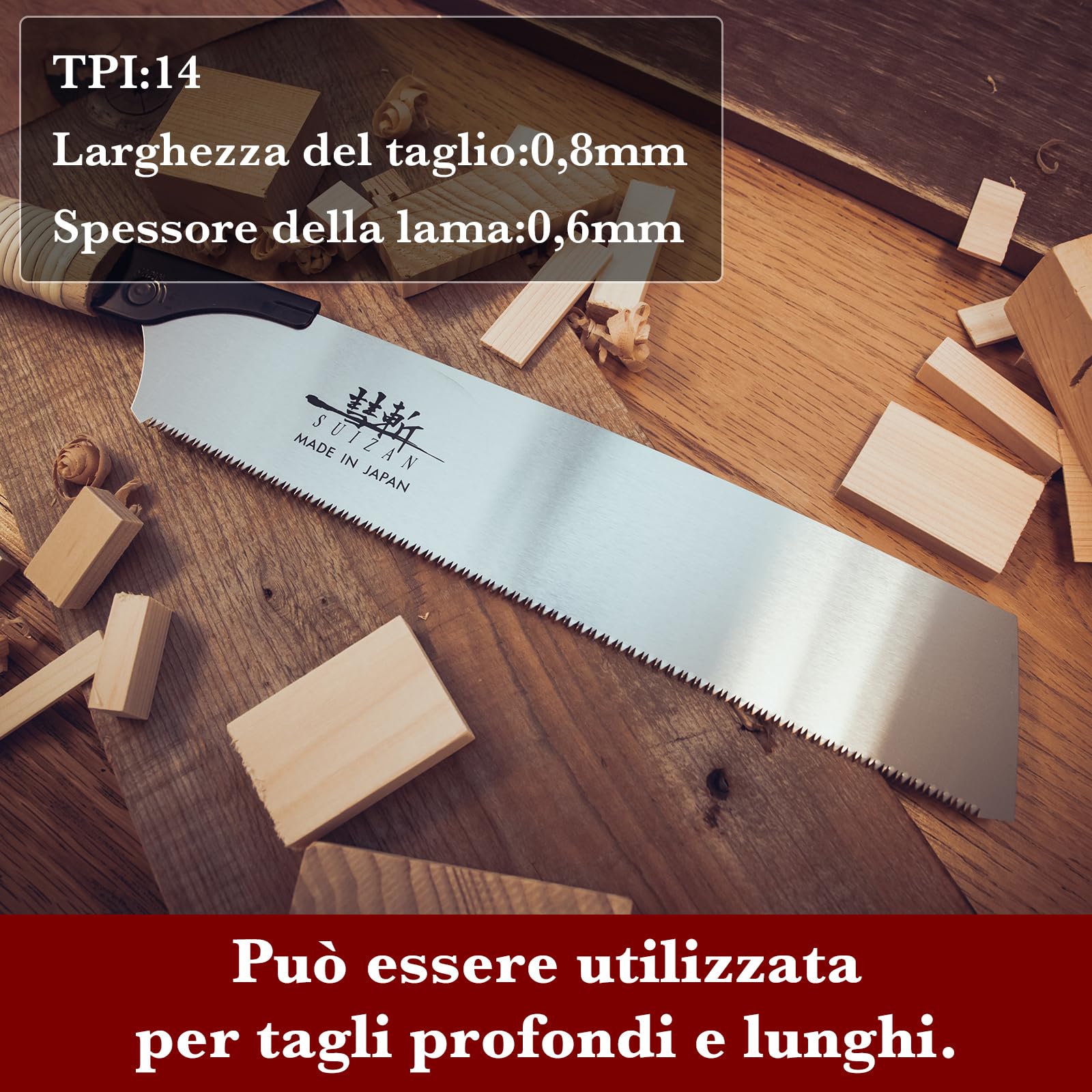SUIZAN Kataba Sega giapponese a singolo taglio 265mm - Utensili professionali per la lavorazione del legno
