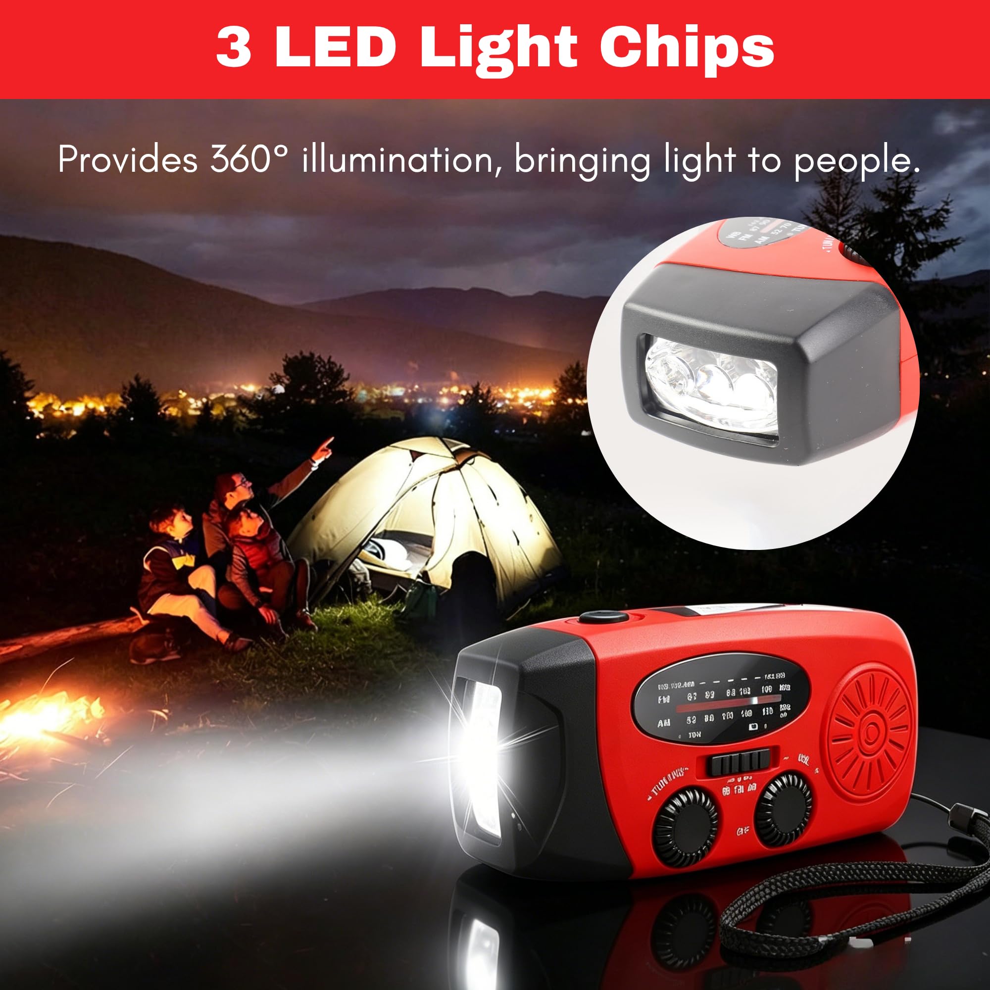 Notfall-Solarradio Solar Kurbelradio mit LED-Taschenlampe, AM/FM/NOAA Handkurbel Notfallradio mit 1200mAh Powerbank für Wandern Outdoor Camping