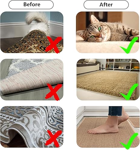 Miniatura 3 de Gealis Almohadillas para alfombras, 9 almohadillas antideslizantes y reutilizables para suelos de madera y duros, tapones de alfombra lavables o