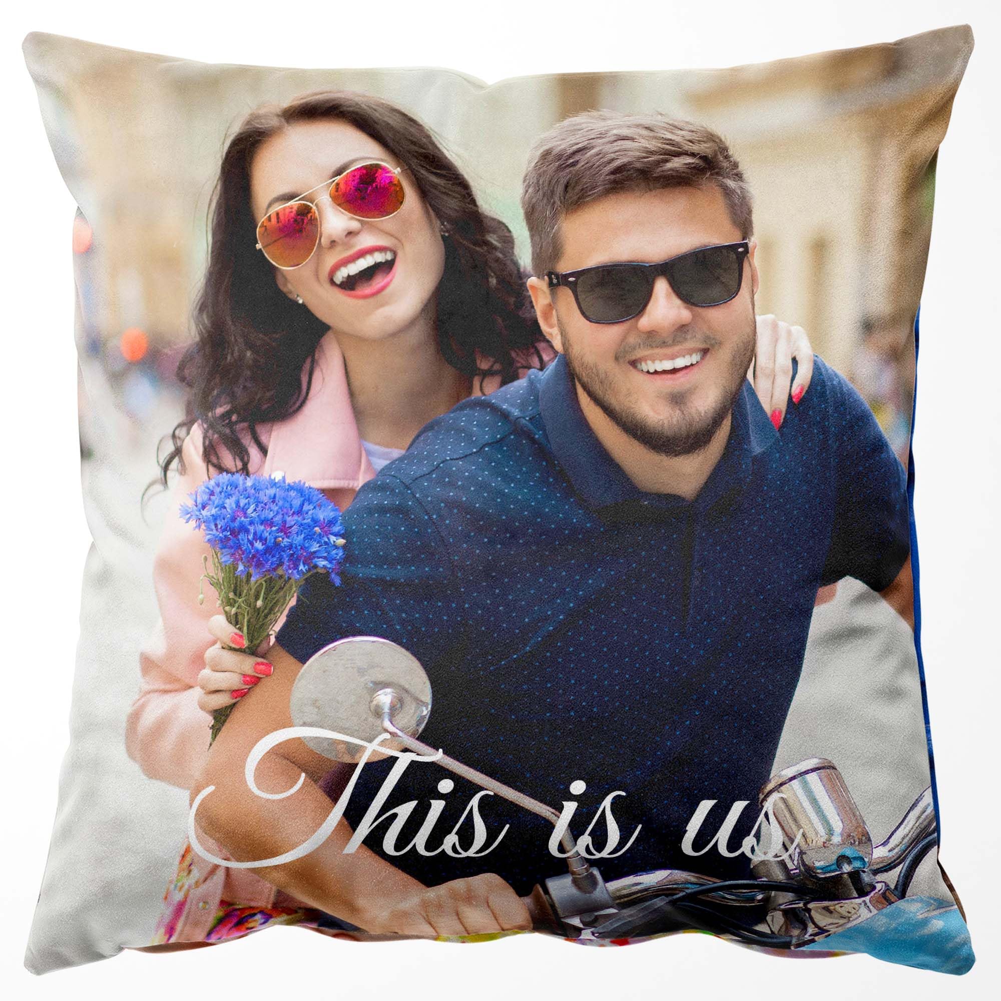 Easycosy Cojin Personalizado con Foto, 50x50, Cojín con Terciopelo - Personalizada con Impresión a Doble Cara, Regalos Personalizados para Recordar el Amor (Relleno Opcional)