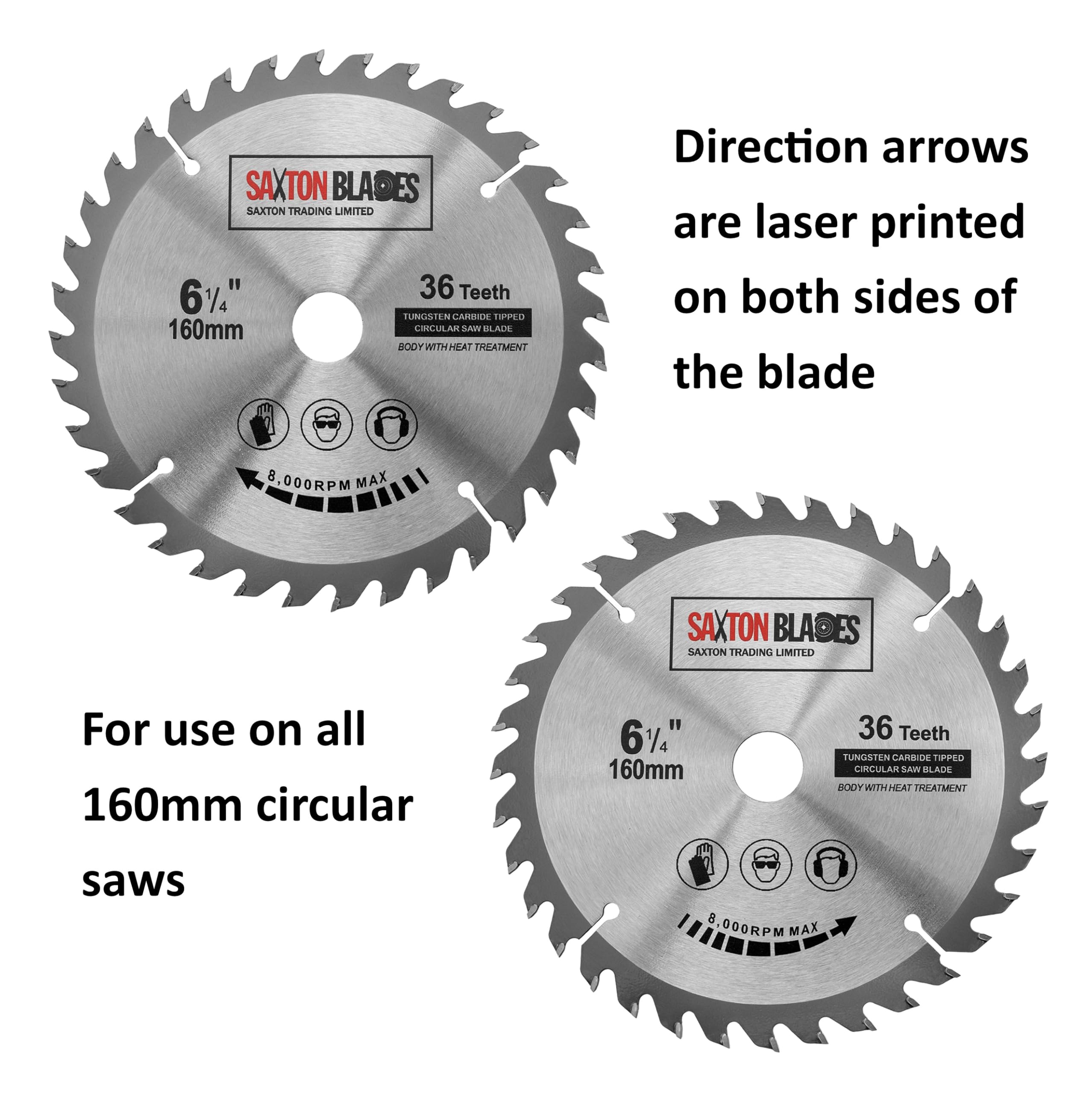 Saxton - 3 hojas de sierra circular (160 x 20 mm, carburo de tungsteno)