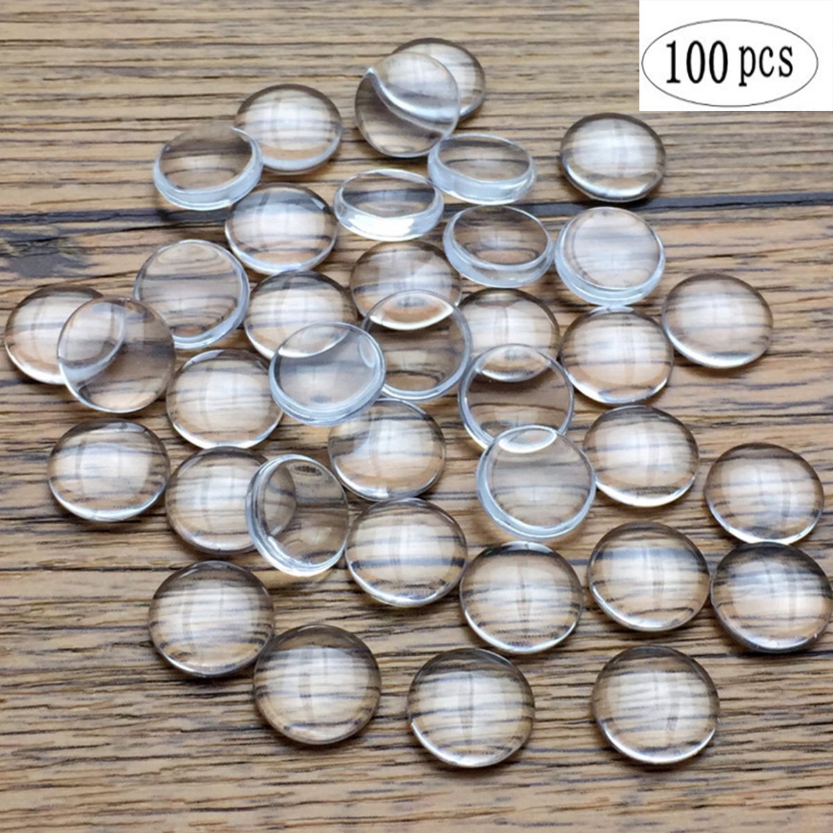 100 Pieces Transparent Glass cabochons, Clear Glass Dome cabochon, Non-calibrated Clear Round 1 inch/25mm for Pendants, Photo Jewelry, Rings, Necklaces