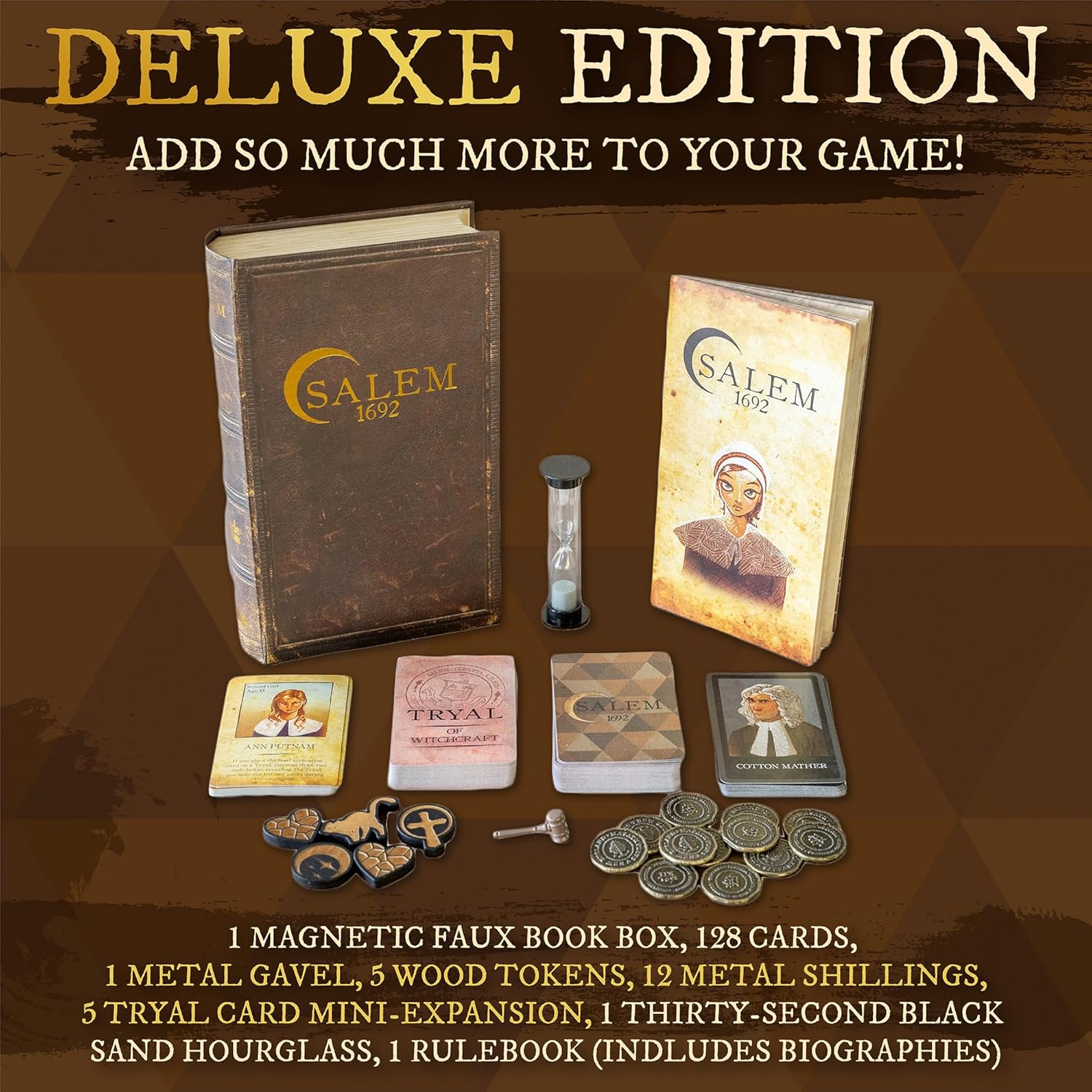 Facade Games Salem 1692 Deluxe Edition Board Game - Witch Hunt Game for Friends and Family - A Game of Cards, Strategy, Deceit, and Luck for 4-12 Players