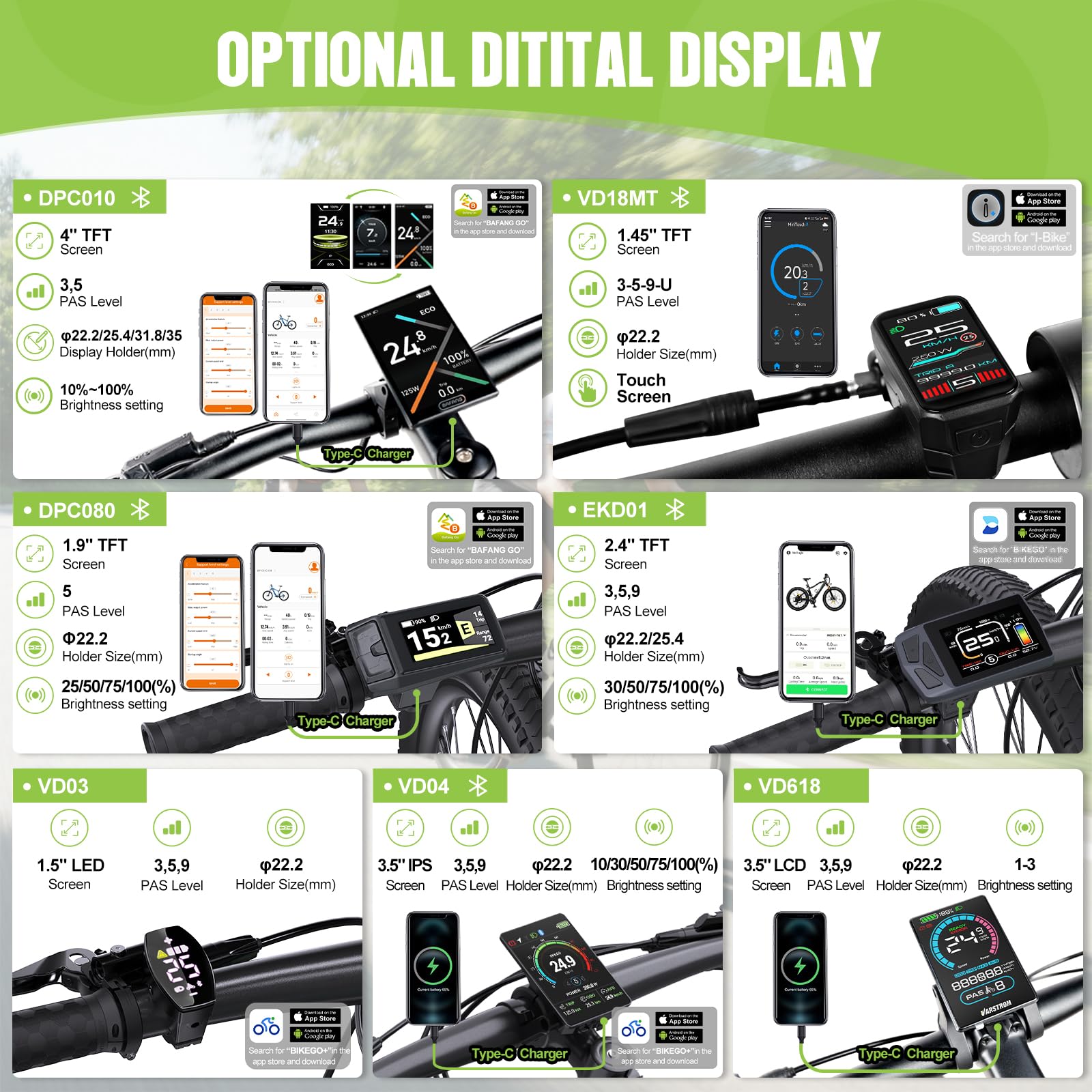 BAFANG 250W 350W 500W 750W 1000W Middle Motor Kit mit optionalem Akku, BBS01 BBS02B HD Mittelmotor DIY 8Fun E-Bike-Umbausatz mit LCD-Display & EBike-Akku für BB 68-120MM E-Bike.