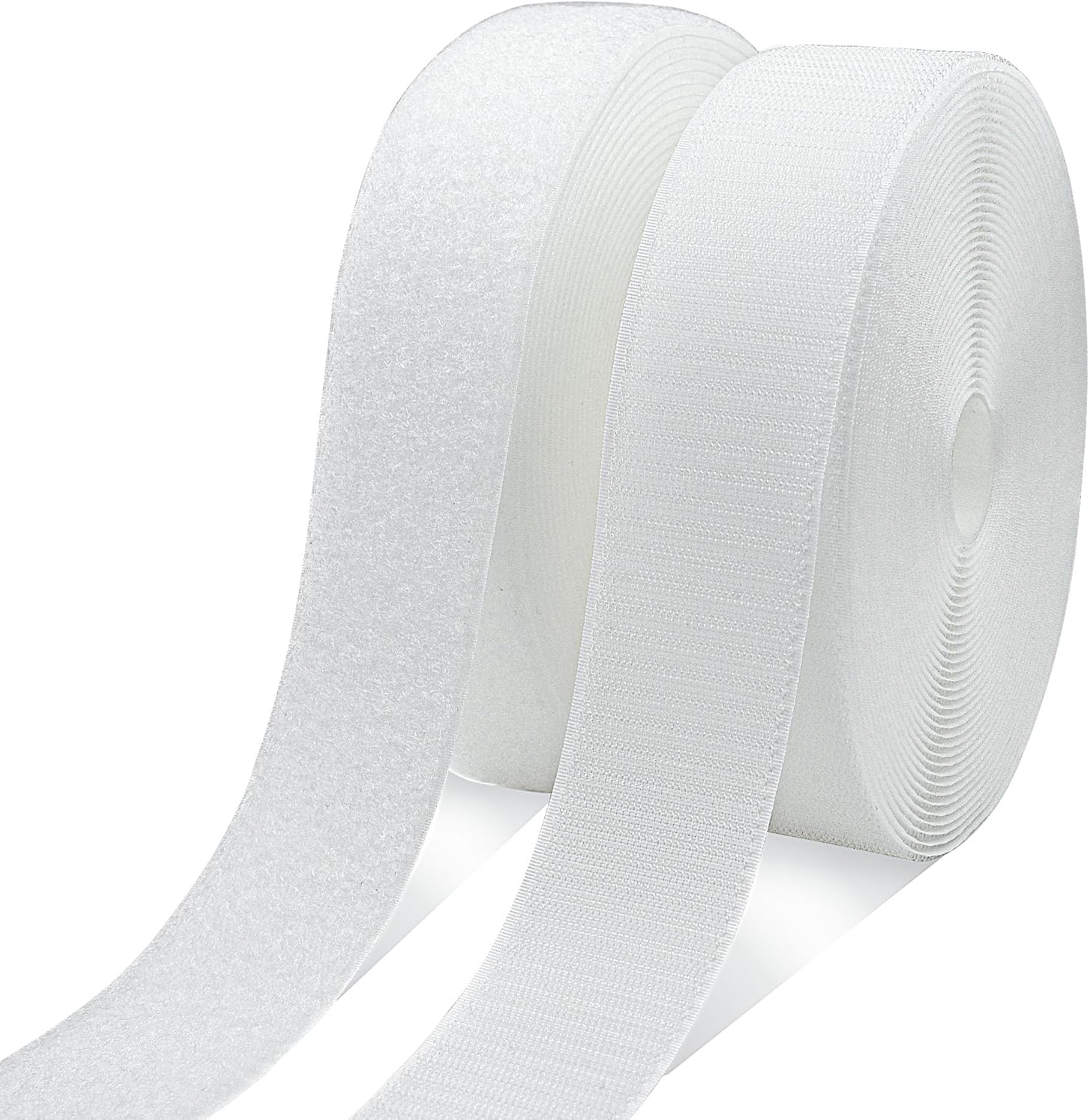 1-1/2 Inch x 33 Feet Sew On Hook and Loop Roll, White Non-Adhesive Nylon Fabric Fastener Strips for Clothing Shoes and Hats Sewing, Strong Grip