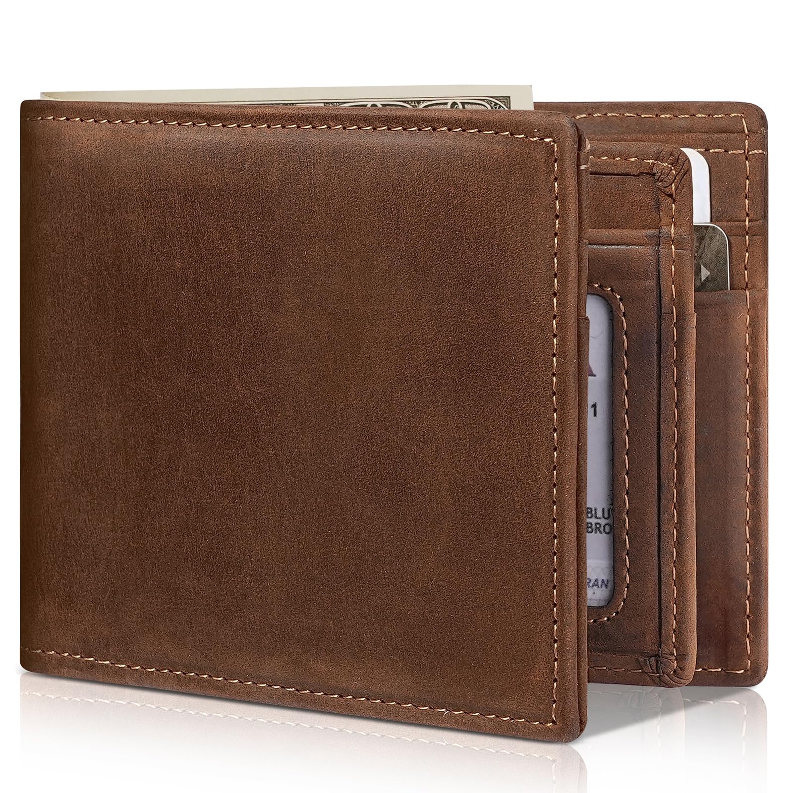 Artpaxy Mens Wallet Bifold Genuine Leather RFID Blocking Wallet for Men with 1 ID Windows 13 Card Holders 2 cash pockets 1 Gift Box