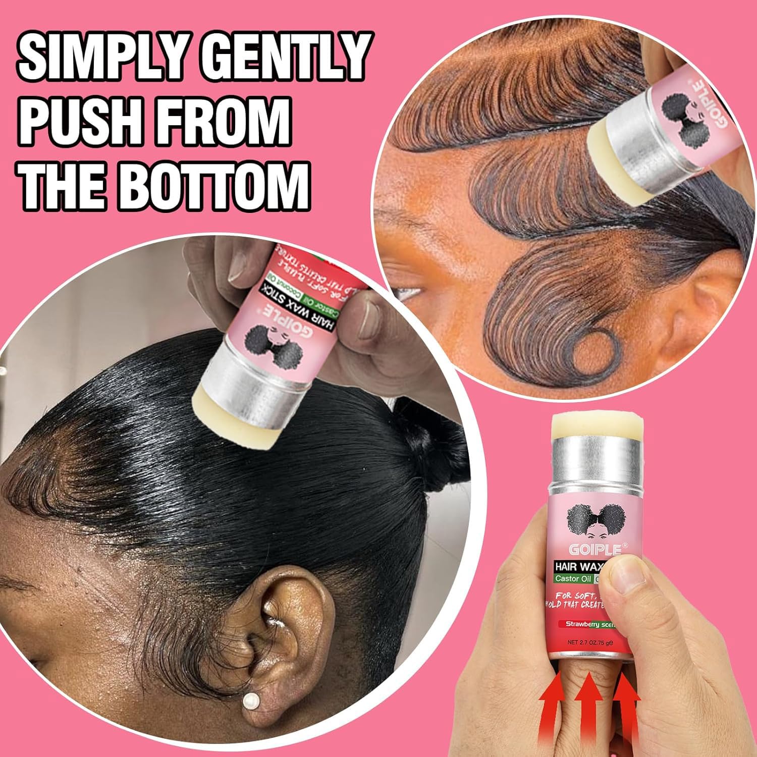 Hair Wax Stick a lunga durata, non grassi, bastone per capelli ribelli, bastone di cera per donne e bambini, con spazzola per capelli lisci, spazzola per bordi, pettine a coda di topo e pinza per