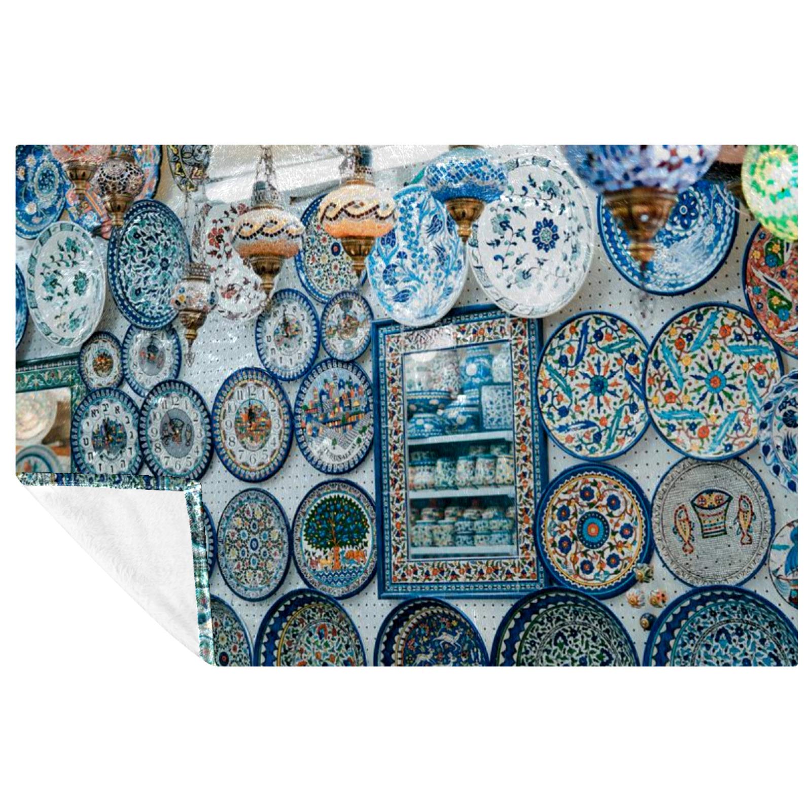 Couverture en porcelaine bleue plaid haut de gamme motif plat pour plage