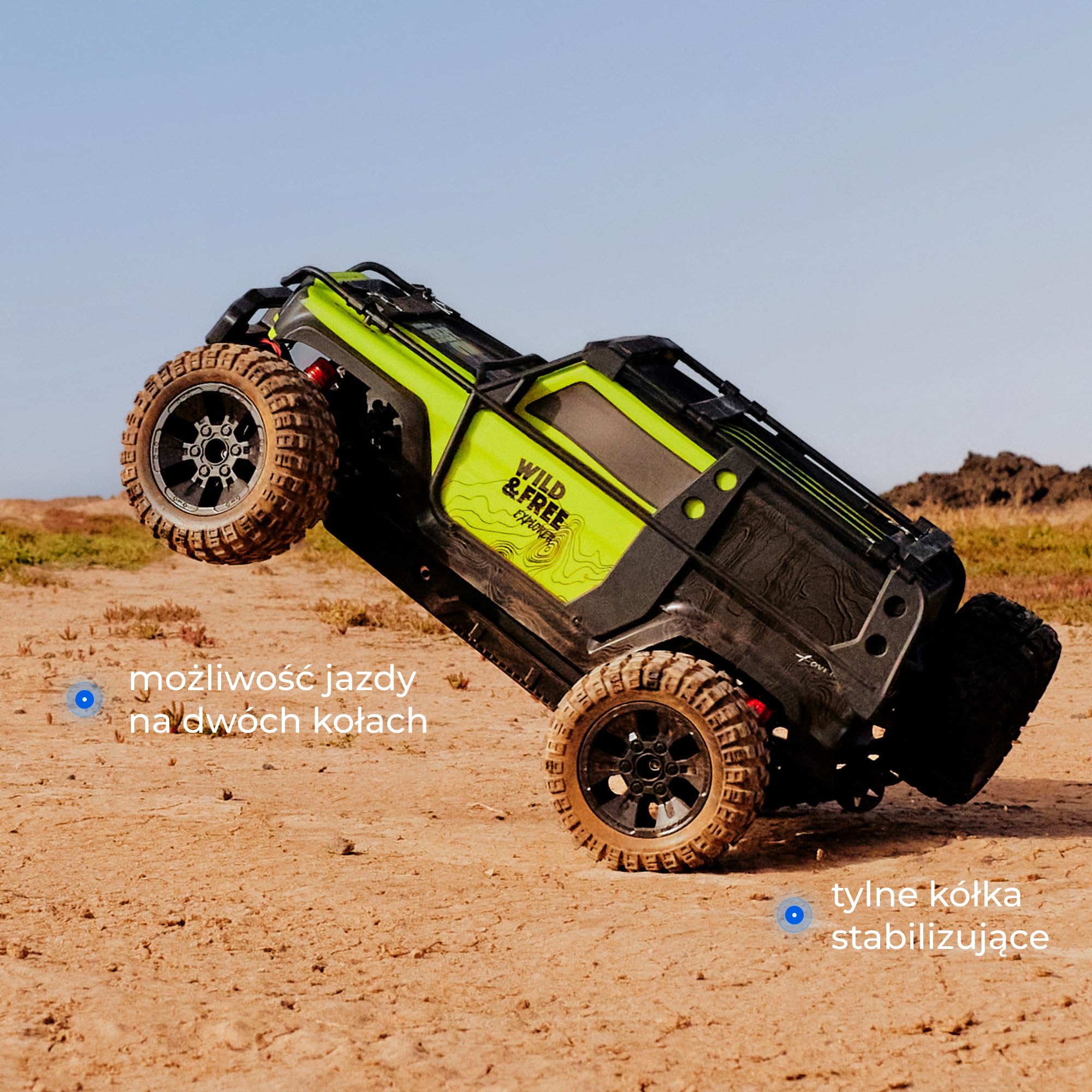 Lionelo Overmax X-Vast zdalnie sterowany samochód 4WD 1:10, 30 km/h Offroad RC, 2,4 GHz, 40 min z 2 akumulatorami, tłumikiem oleju, LED, jazda na dwóch kołach, Crawler dla dzieci 8+ i dorosłych