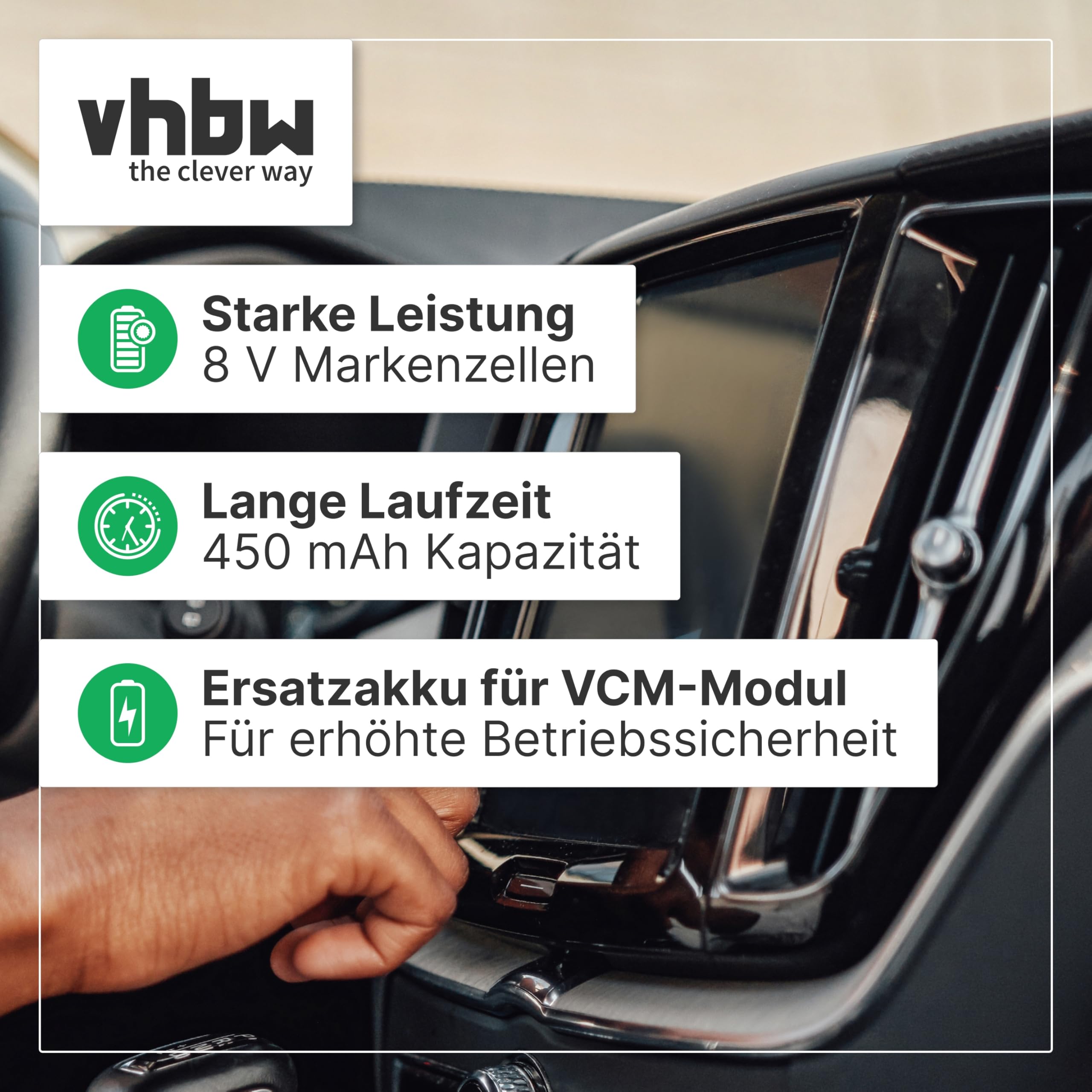 vhbw bateria zamienna do Volvo 31450445 do komputera samochodowego | Pojazd PC (450 mAh, 8 V, Li-Ion)