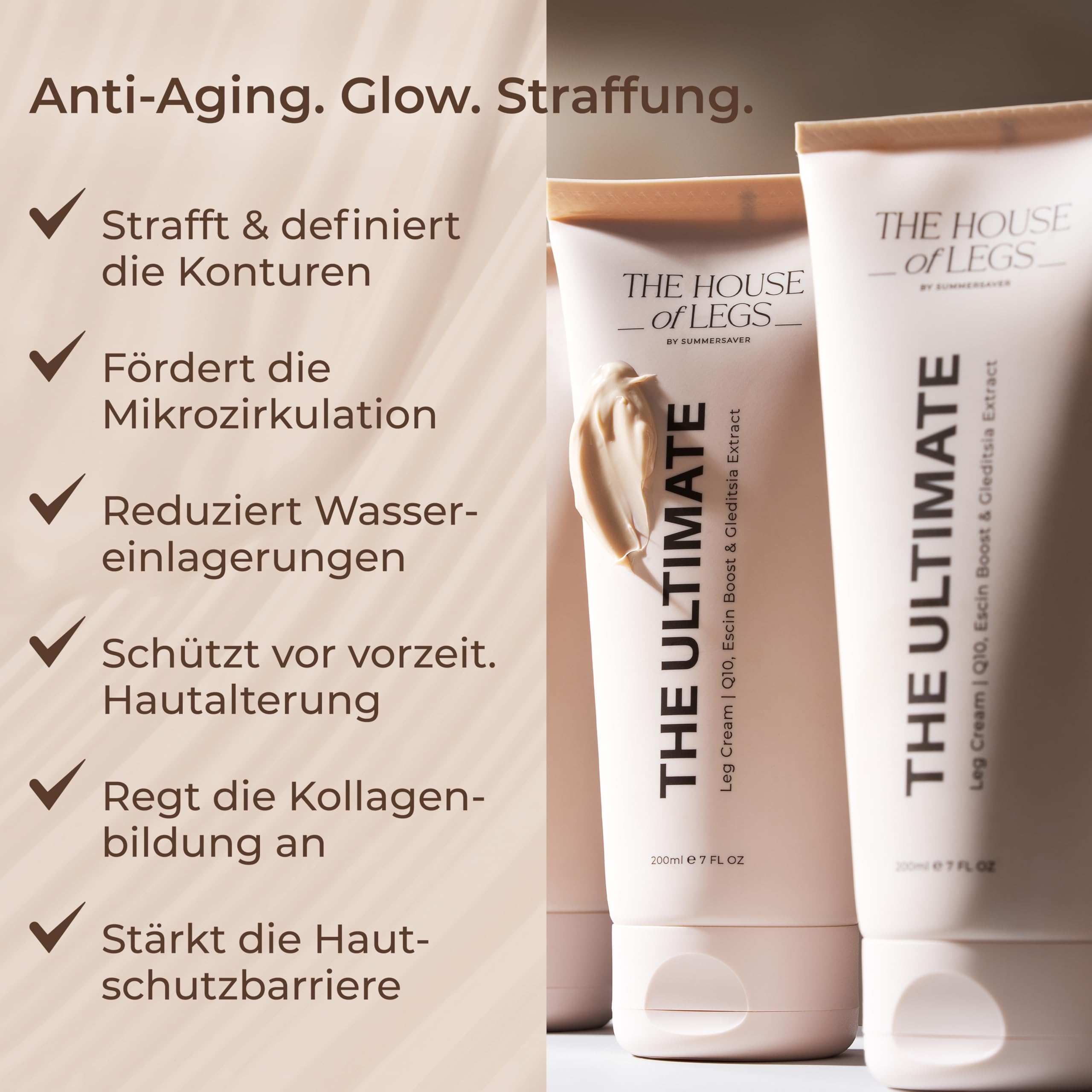 THE HOUSE of LEGS – Ultimate Leg Ritual Trio | Premium Beinpflege-Set mit EMS & Lichttherapie, LymphGlow Serum & Ultimate Leg Cream | Für straffe Konturen, leichte Beine & sichtbaren Glow