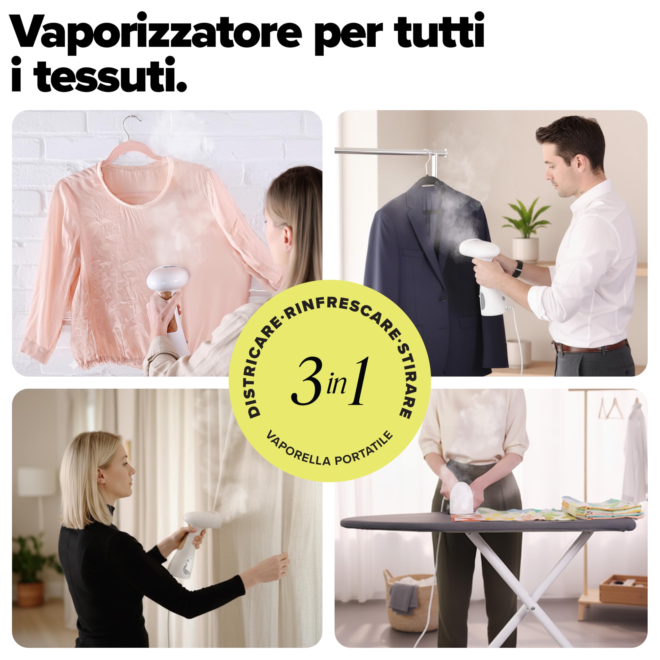 Dupray Voila 3-in-1 Vaporizzatore Portatile – Steamer a Mano per Abiti, Tessuti e Casa