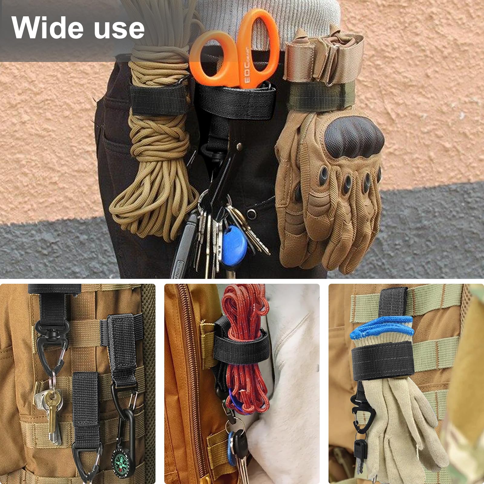 2 Pièces Supports De Gants, Porte Gants Tactique, Crochet De Gant Reglable Pince A Glove Clip Multi Usages Mousqueton Tactique Pour Gants De Travailnoir 89098732