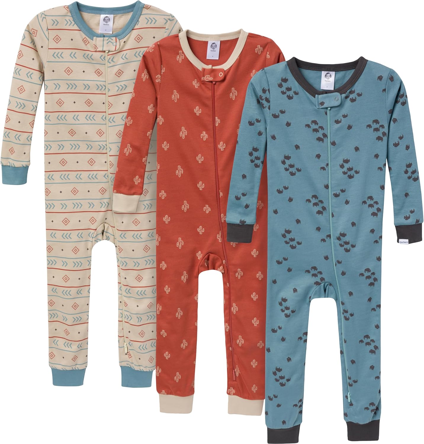Gerber baby-girls 3-pack Snug Fit Footless One-piece Cotton Pajamas