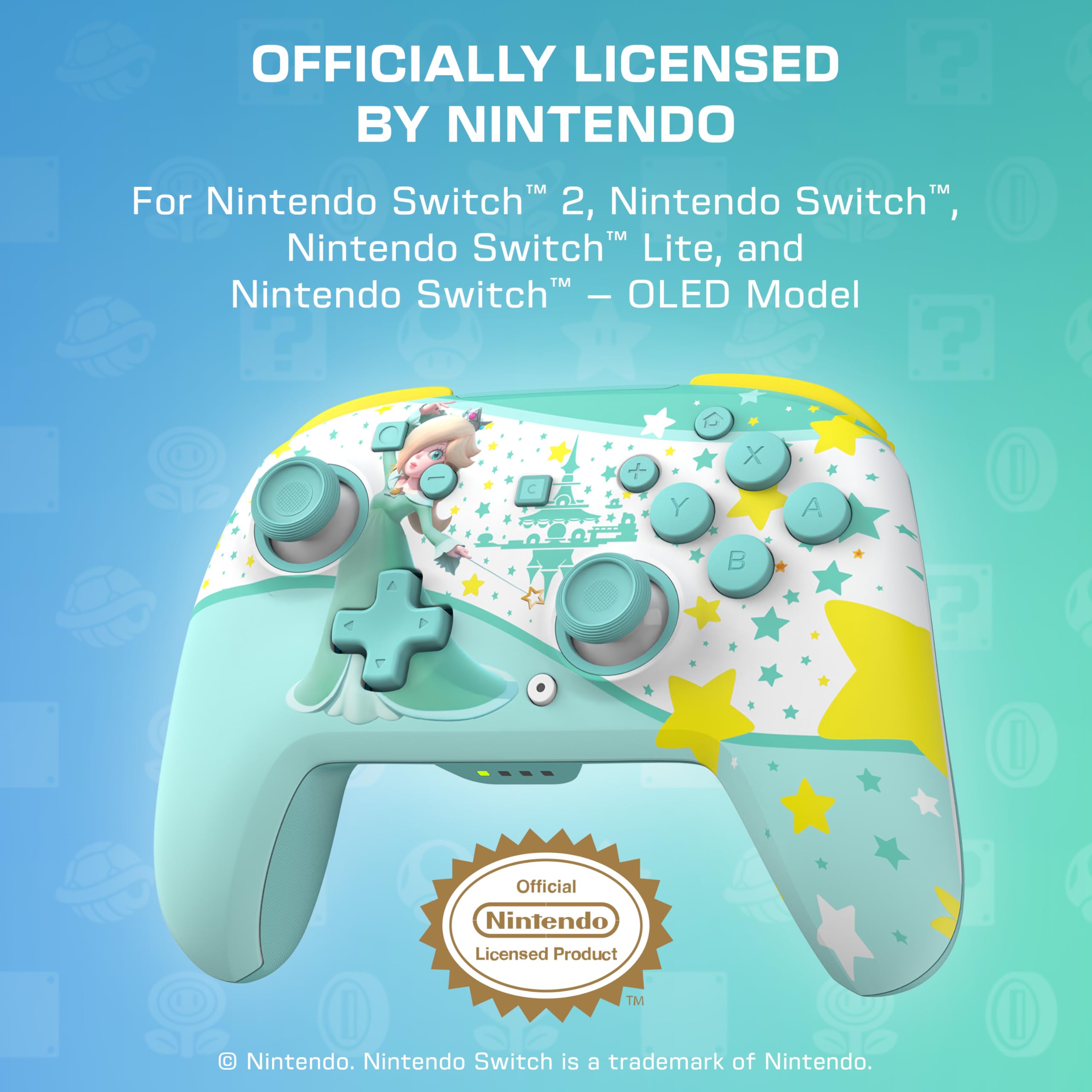 Turtle Beach Rematch Wireless Controller: Rosalina - Officially Licensed for Nintendo Switch 2, Nintendo Switch - TMR Thumbsticks, Customizable RGB, Rechargeable Battery - 3