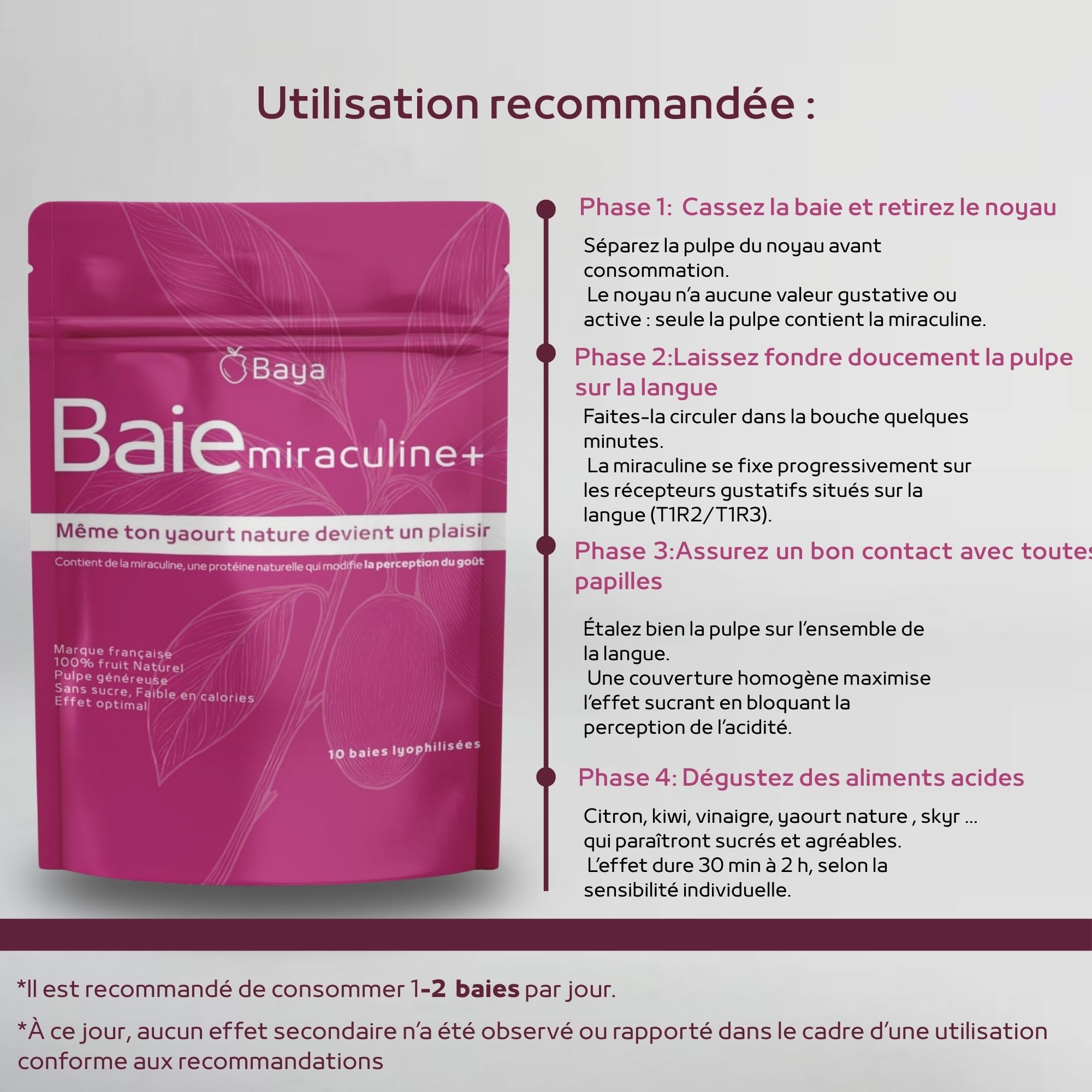 20 baies effet sucrant déshydratées-Goût sucré sans sucre-100% naturel & vegan – Alternative idéale pour diabétiques,sportifs & régimes faibles en sucre-Savoure enfin ton yaourt nature, citron…