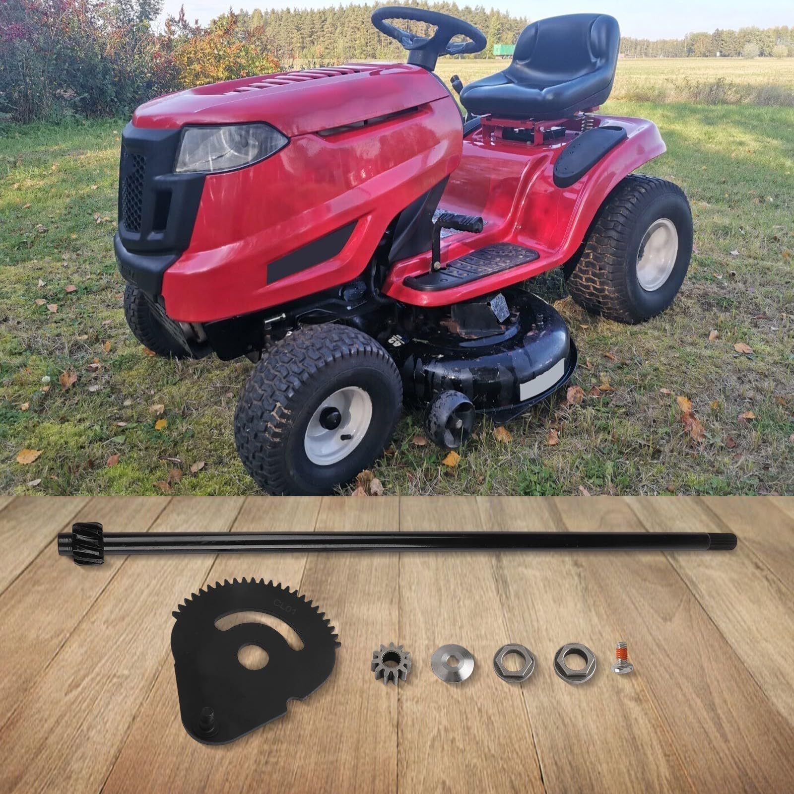 Wał drążka kierowniczego z zespołem przekładni i czterema tulejami do kosiarek rzemieślniczych i napraw układu kierowniczego ciągnika Troy-Bilt