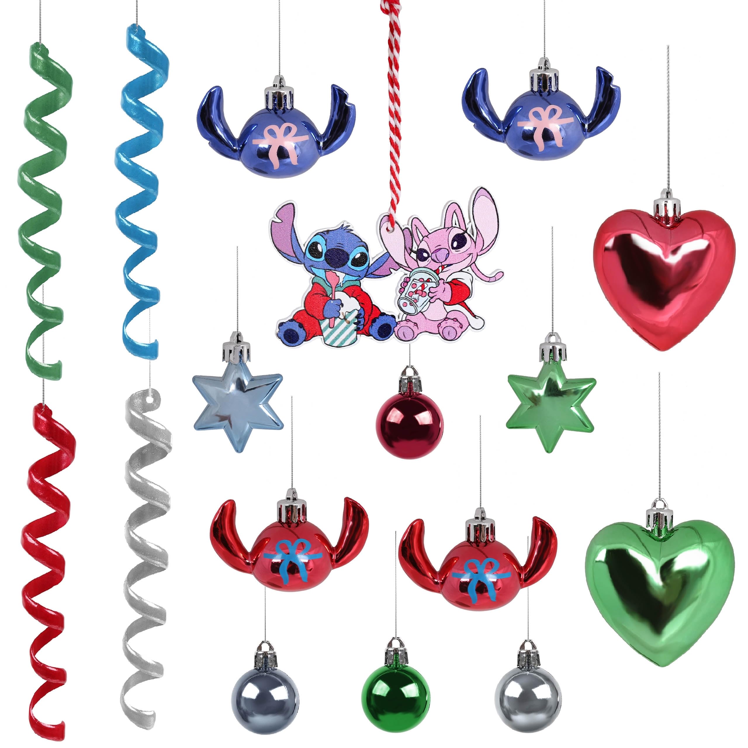 Disney Stitch Angel Weihnachtskugeln aus Kunststoff, 25er-Set(E)