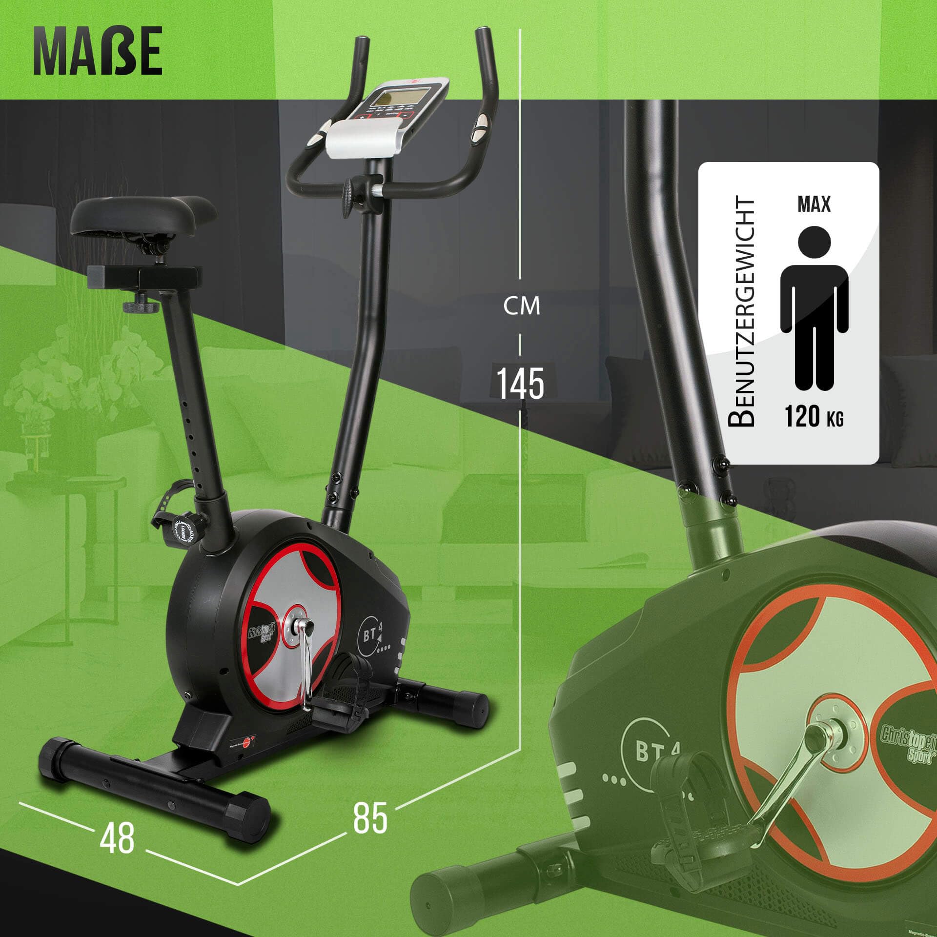 Rower treningowy Christopeit Sport BT 4-24-stopniowy, do 120 kg masy ciała, hamulec magnetyczny 7 kg, wyświetlacz LCD