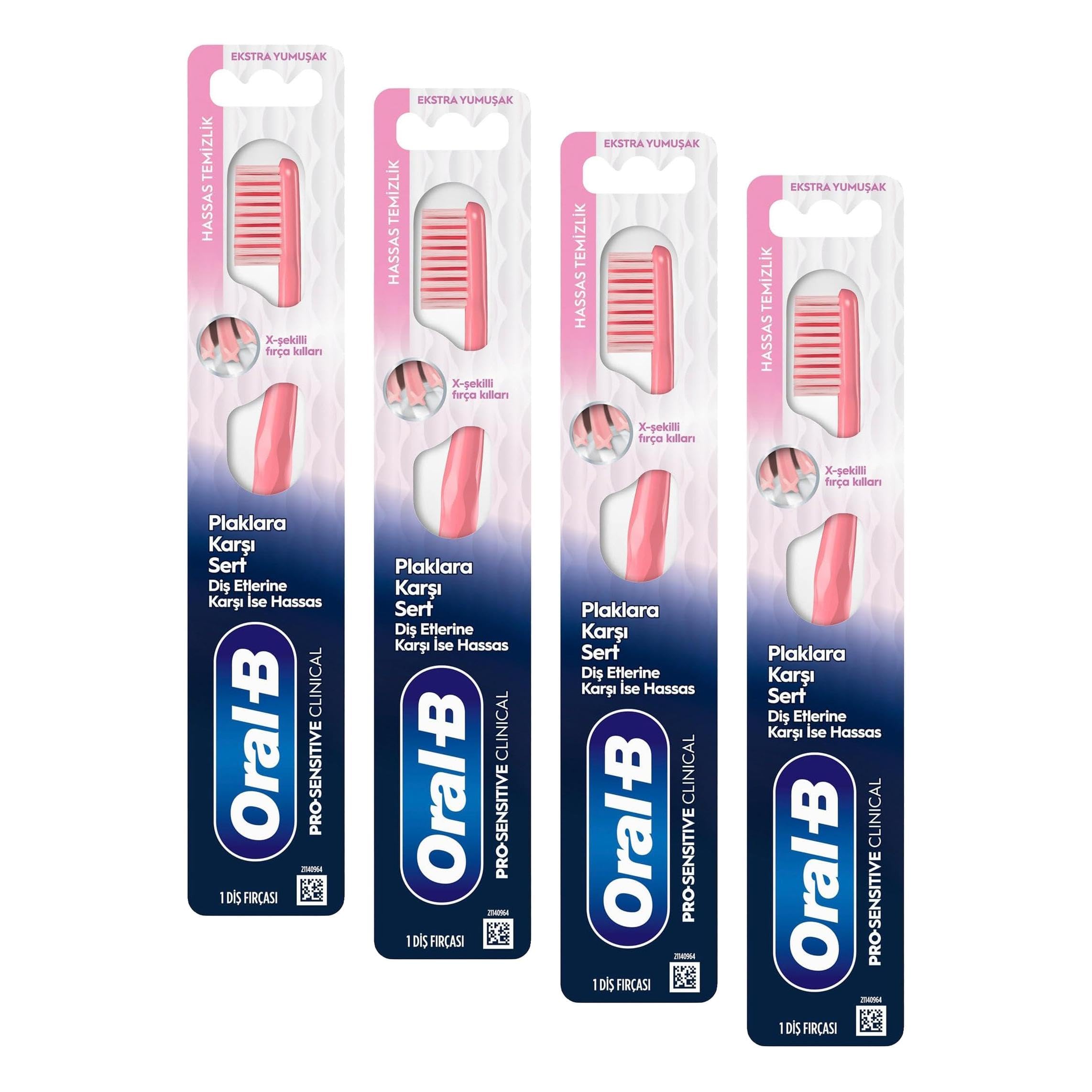 Oral-B Pro-Sensitive Clinical Hassas Temizlik Diş Fırçası – Hassas Temizlik Sağlar – Ekstra Yumuşak Fırça Kılları, 1 adet (4 paketi)