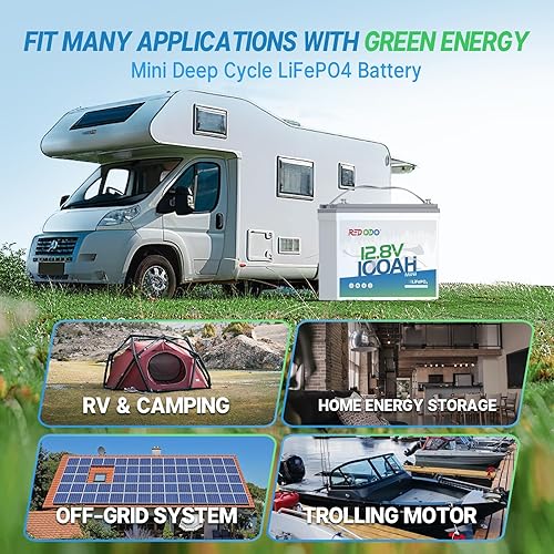 Miniatura 7 de Redodo Batería de litio LiFePO4 de 12 V 100 Ah, la batería de litio mini más pequeña con BMS de 100 A mejorado, 4000+ ciclos profundos y 1280 Wh de