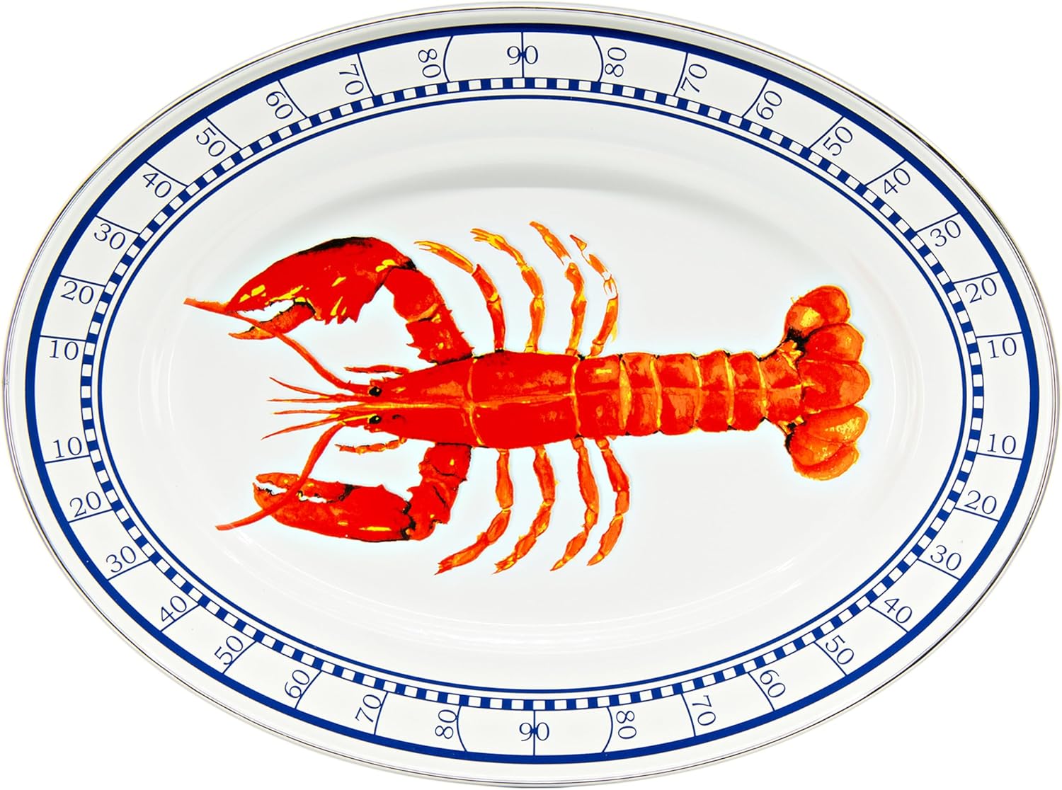 Golden Rabbit Enamelware Oval Platter, 12 x 16in, Lobster