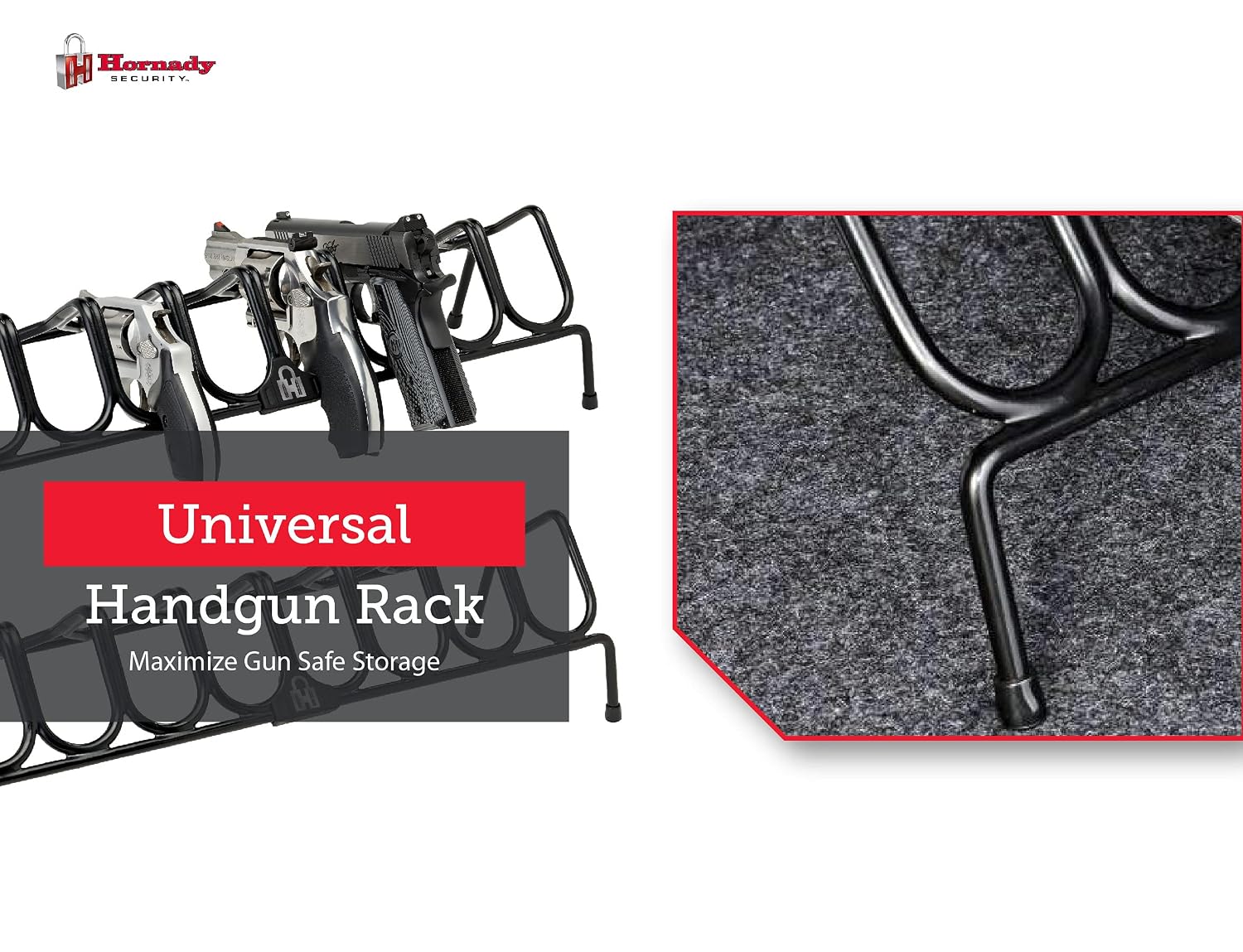 Hornady Pistol Rack for Gun Safe, Holds 8 Handguns – Gun Stand for Handgun Storage and Organization, for Pistols and Revolvers – Scratch-Resistant with Non-Slip Feet – Maximize Gun Safe Space,Black